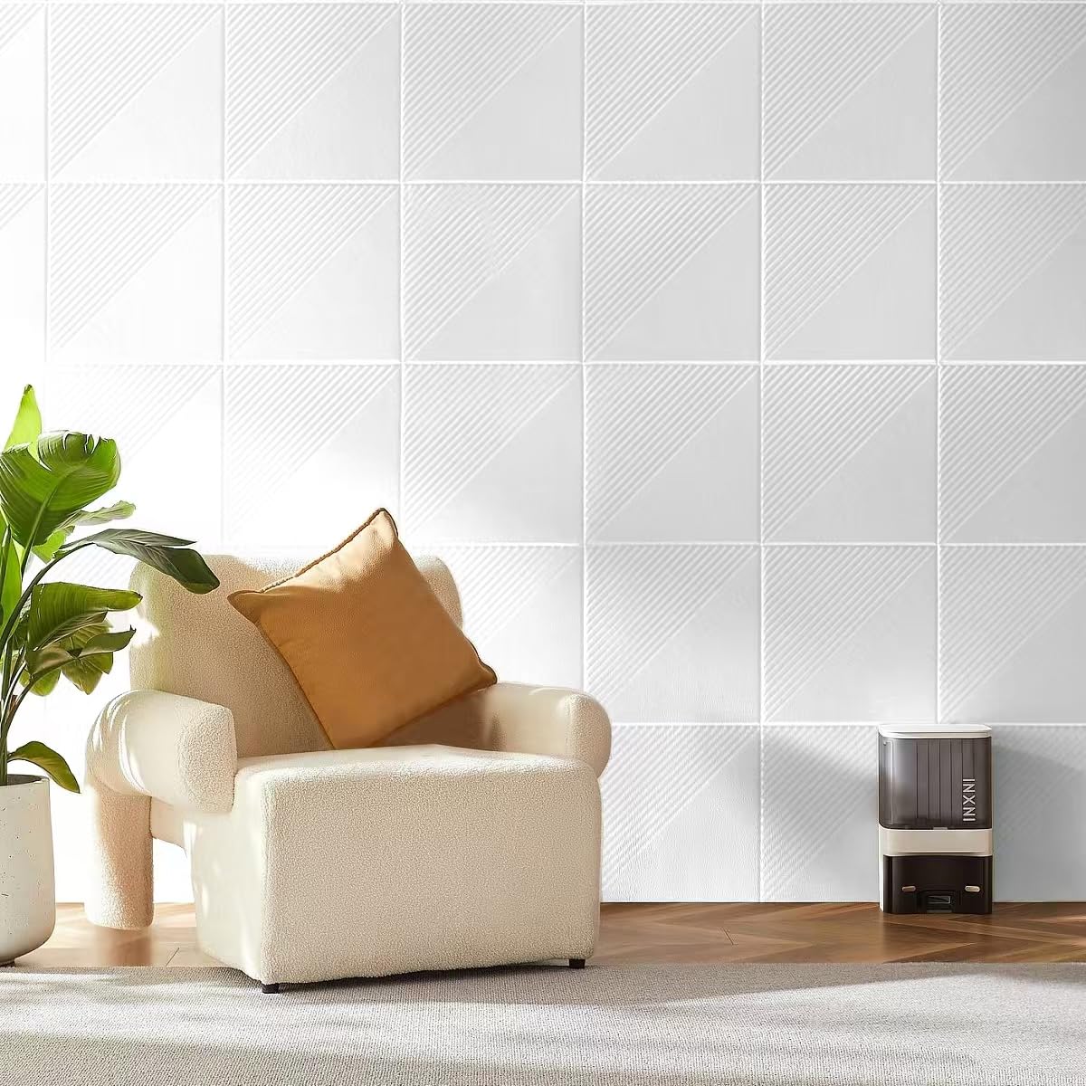 Large Cork Board for Walls 48"x 36", 12 Pack Felt Wall Tiles with Safe Removable Adhesive Tabs, Cork Board for Office,Pinboard Bulletin Board - White