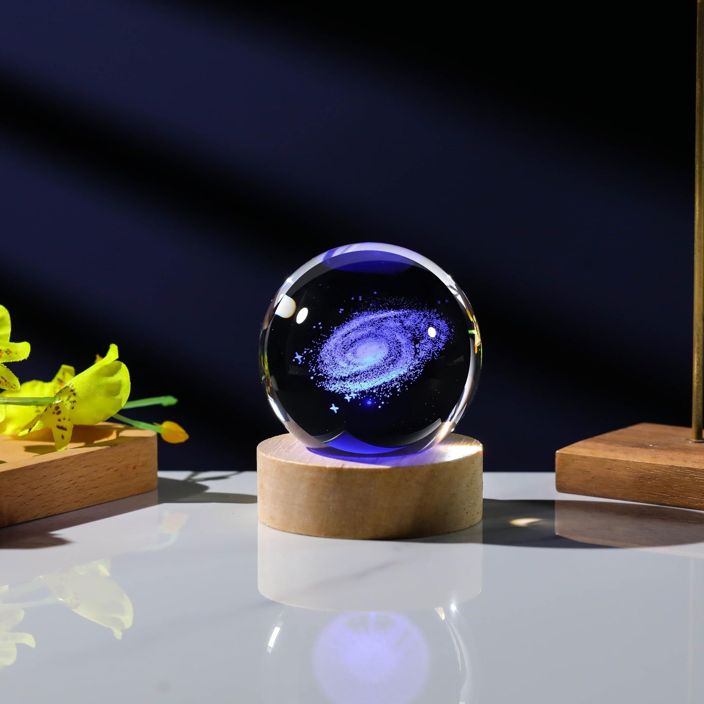 3D Galaxy Crystal Ball Night Light with Remote Upgraded 2.36 Inch Galaxy Planets Glass Ball Lamps with 16 Color LED Wooden Base for Birthday, Astronomy Space Universe Gifts for Boys Girls
