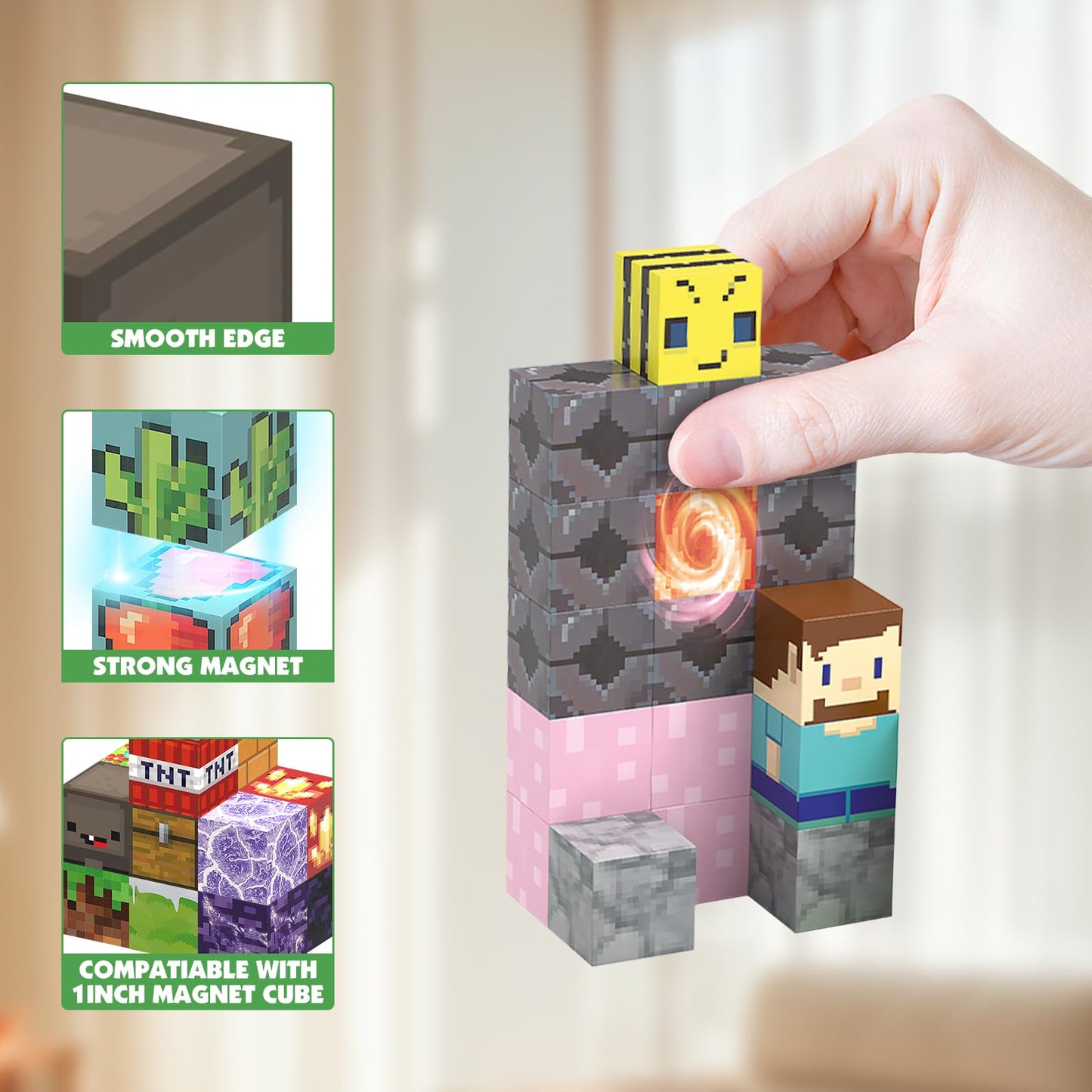 JIMI 120PCS Magnetic Blocks, Magnetic Building Blocks Set for Boys Girls Ages 3+, 1 inch Magnet Cubes Montessori Sensory Stacking Construction Toys Christmas Birthday Present