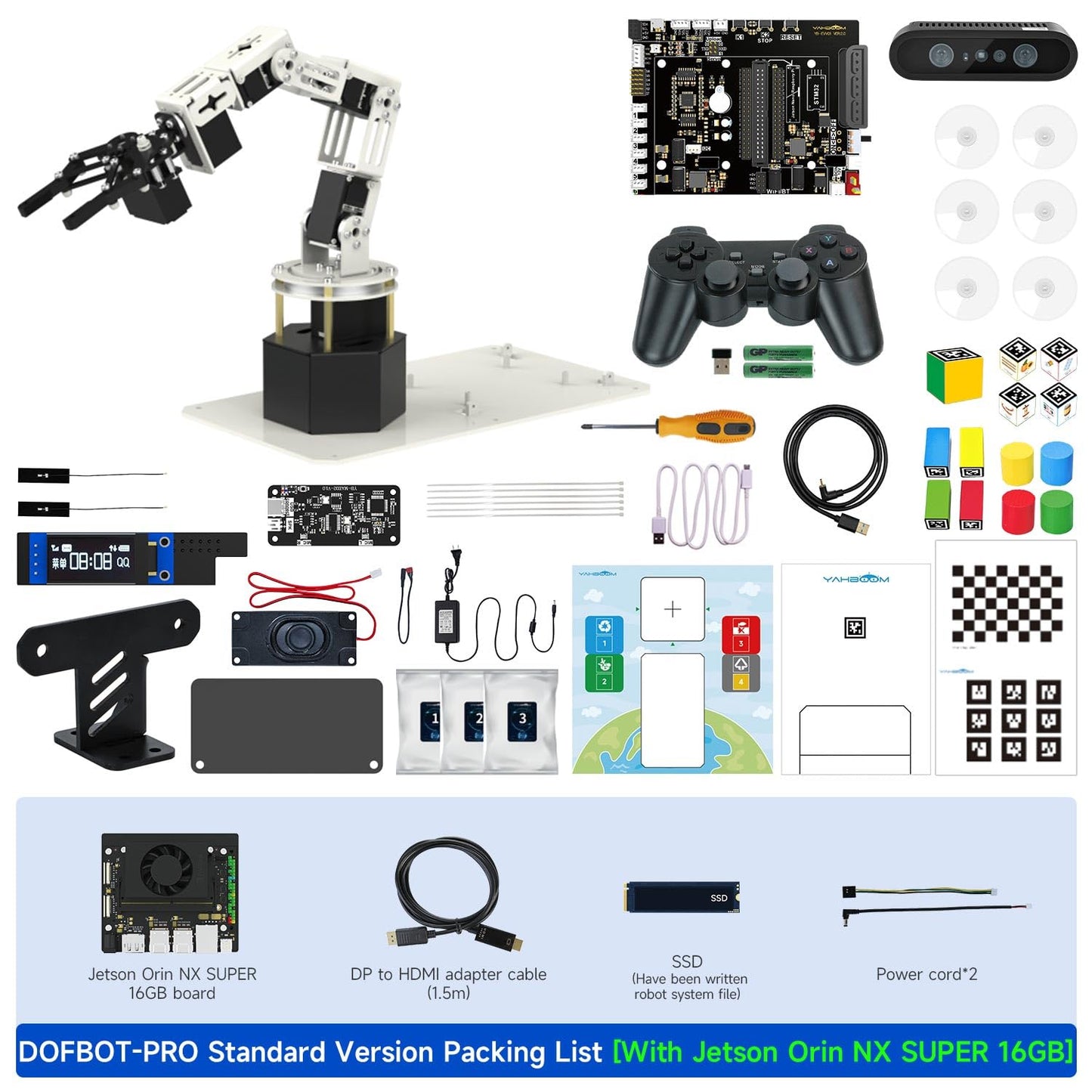 Yahboom Jetson Orin NX Super 16GB 157Tops Robotic Arm 3D Space Depth Camera Visual Recognition AI Intelligent ROS Robot Python