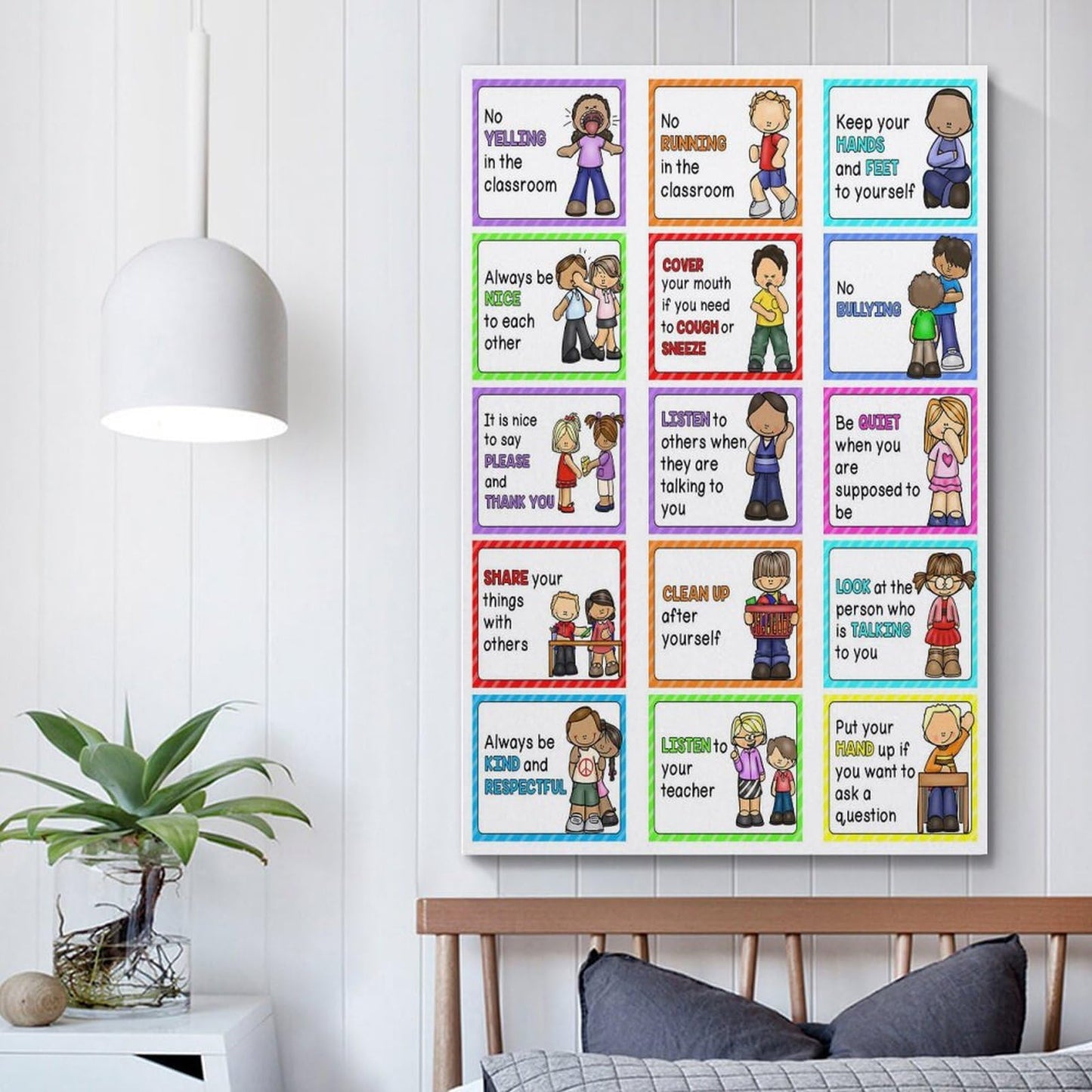 Classroom Rules Educational Posters for Preschool, Home, Middle And High School Classroom Poster Poster for Room Aesthetic Posters & Prints on Canvas Wall Art Poster for Room 16x24inch(40x60cm)