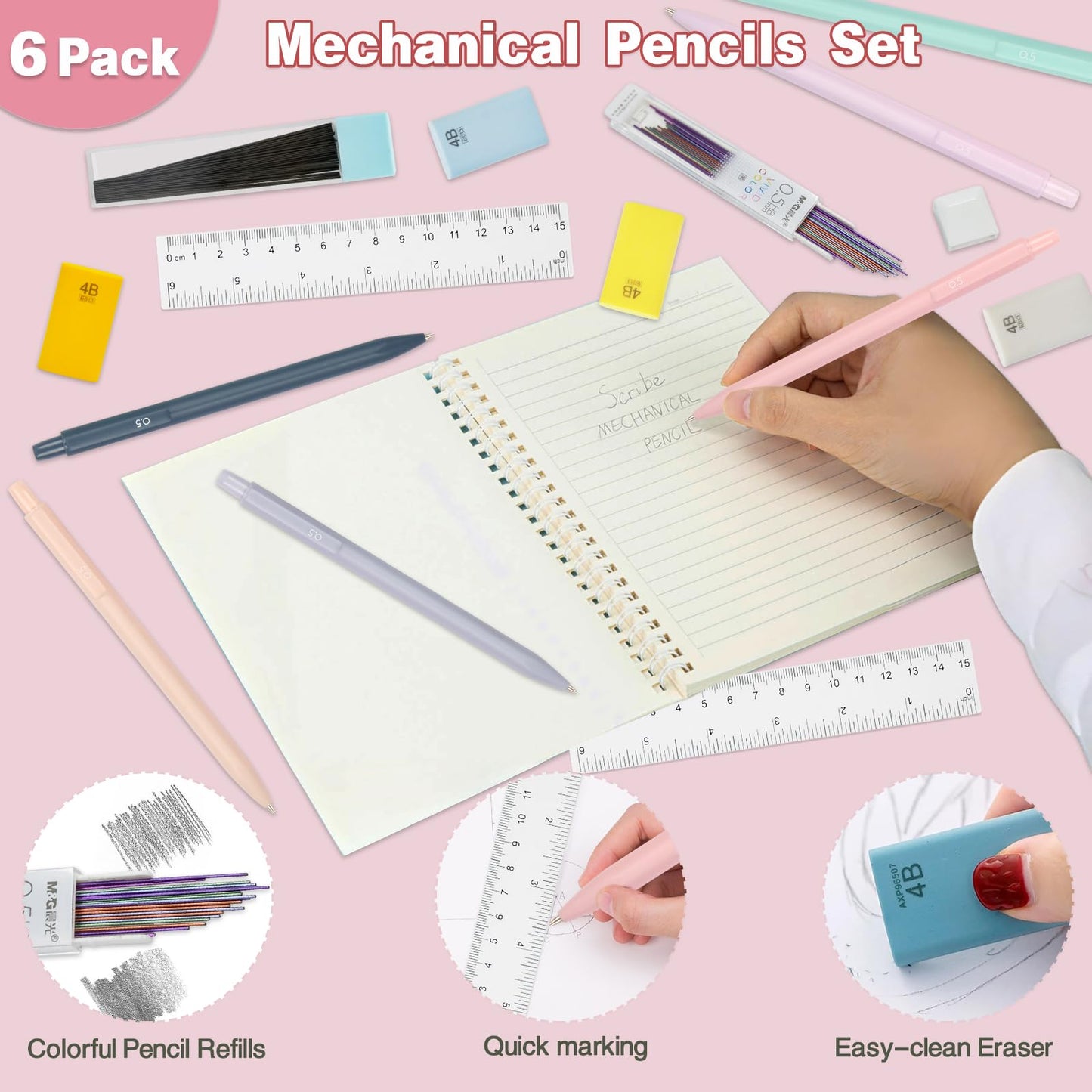 HRFGWDD 52 PCS Aesthetic School Supplies with Highlighters, Mechanical Pencils, Color Ink Gel pens, Pencil Case, Bible Study Supplies, Pens Pencils and Highlighters Set, Stationary Set for Student