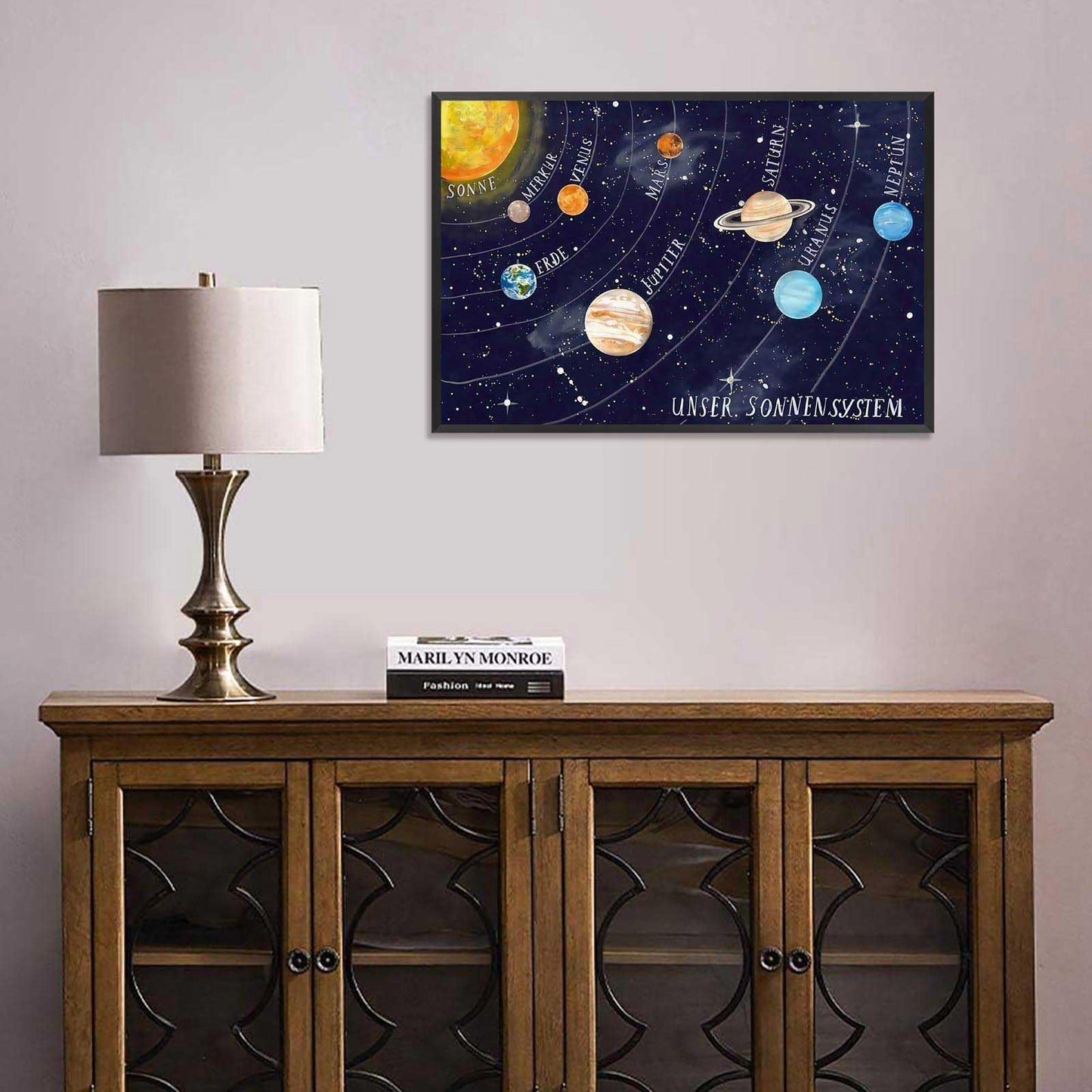 Solar System Educational Planet Poster Universe Infographic Star Life Cycle Astronomy Knowledge Suitable For Living Room Dormitory Bedroom Wall Decoration 16x24in Framed