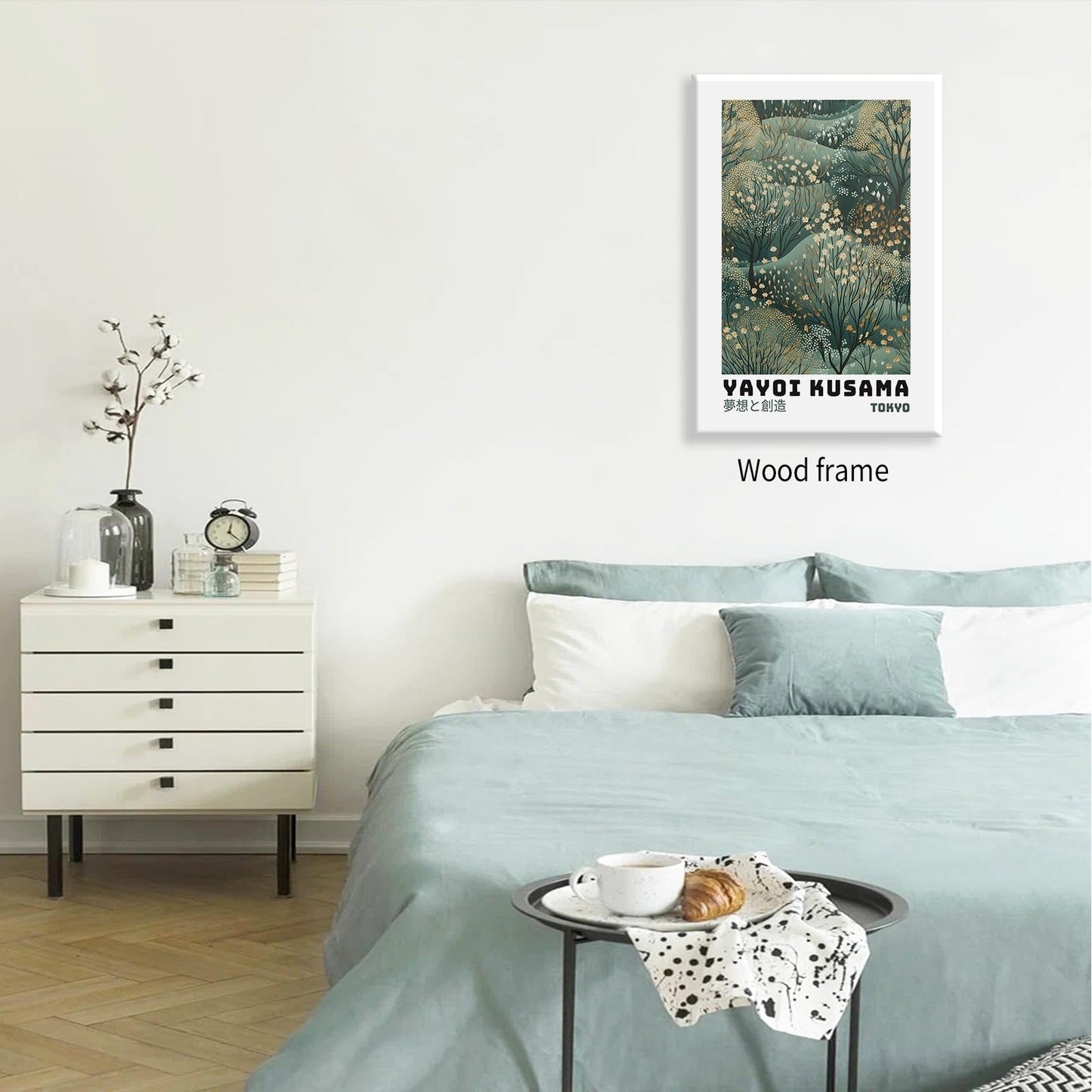 Yayoi Kusama Inspired Poster Japanese Botanical Wall Art Abstract Yayoi Kusama Print Modern Ukiyo-e Japanese Gallery Wall Decor 12x16in Framed for Home Bedroom Decorations