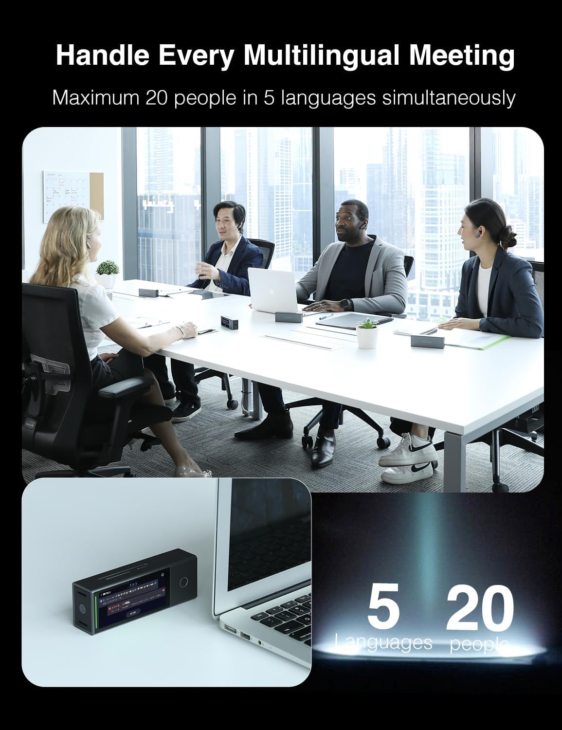 Timekettle X1 AI Interpreter Hub — 40-Language, Two-Way Translation Device for up to 50 Users. Perfect for Business, K-12 Education, and Real-time multilingual speeches