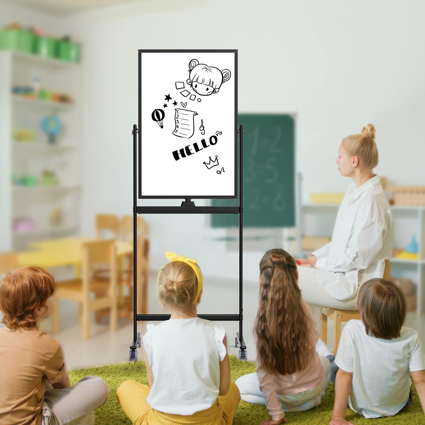 Rolling Whiteboard/w Height Adjustable, Mifuro 24 X 36 Large Portable Dry Erase Board with Stand and Wheels for Office,Classroom &School, Black