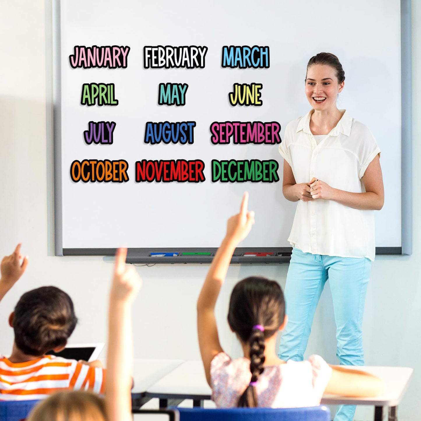 LemonSecret 12 Pcs Magnetic Monthly Headliners Months of The Year Bulletin Board Set whiteboard Calendar Month Headers for Classroom Decoration (Chalkboard)