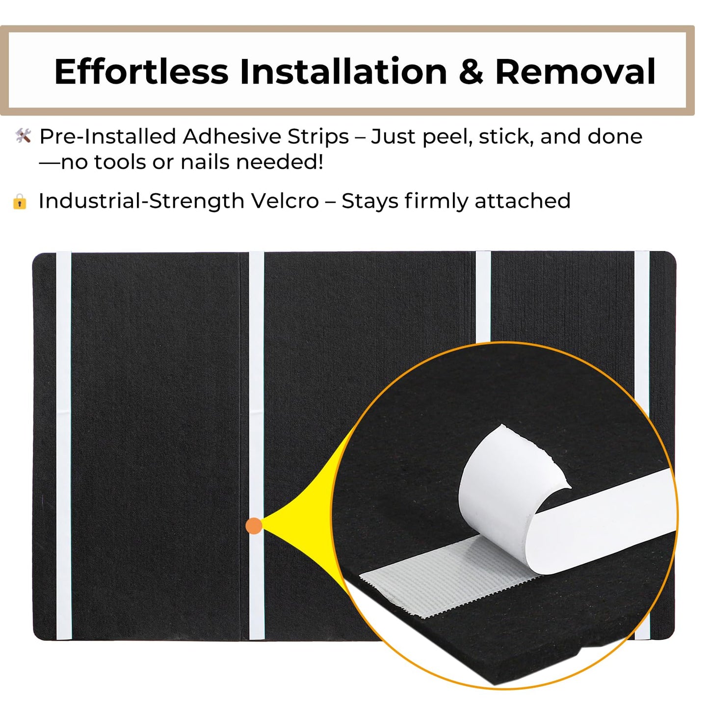 DexBoard Foldable 72x 48 inch Large Bulletin Board for Wall, Decorative Picture Display Felt Board with Self-Adhesive Tape for School, Home, Kitchen & Office Walls, Includes 30 Pins, Black