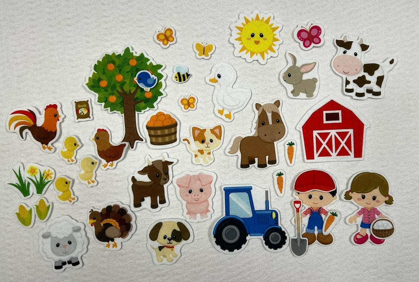 Story Time Felts 37 Piece Farm Animals Felt Figures for Flannel Board Set Small (Mini Farm)