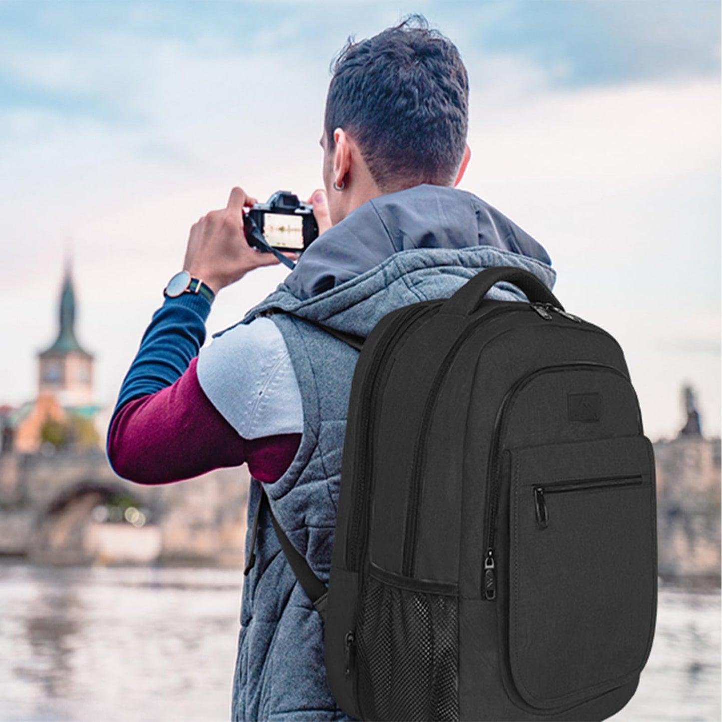MATEIN Backpack for School, Expandable College Backpack for Boys Girl, Water Resistant Large Bookbag for Men Women, 15.6 inch Laptop Bag, Anti Theft Travel Daypack, Black