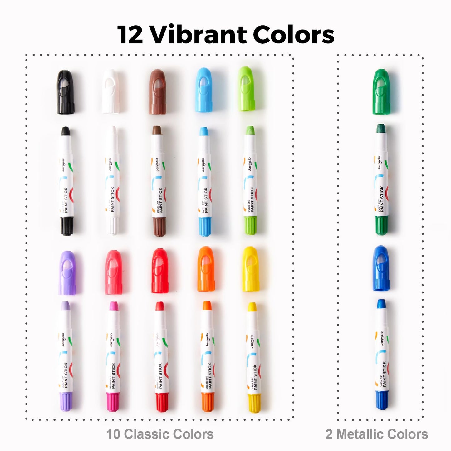 Tempera Paint Sticks, 12 Colors Jumbo Paint Sticks for Kids, Washable, Quick Drying, Non-Toxic, Toddler Art Supplies for Paper Stone Wood Canvas, Easter Gifts for Kids