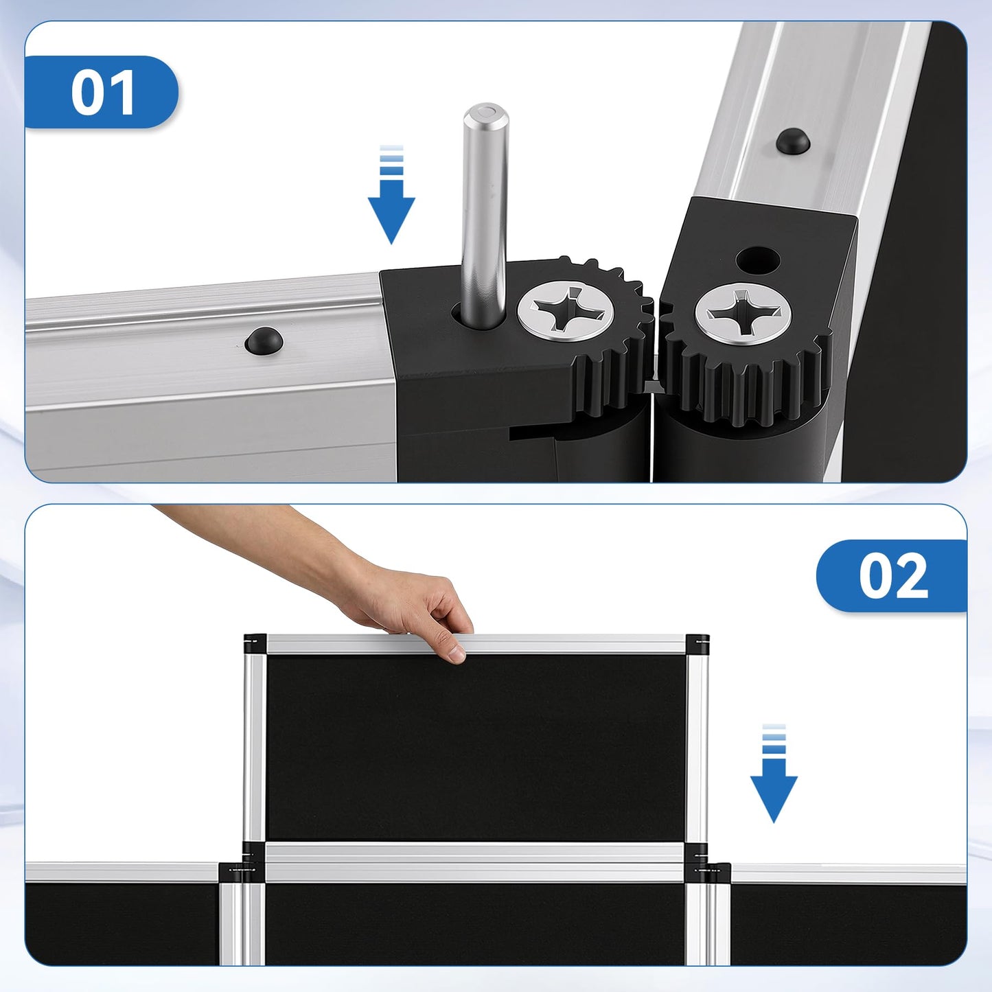 LITTLE TREE 3+1 Panel Trade Show Presentation Board, 70.8" x 35.4" Portable Panel Display, Folding 3 Panel Exhibition Boards Double Sided Tabletop Display Black Hook & Loop-Receptive Fabric with Bag