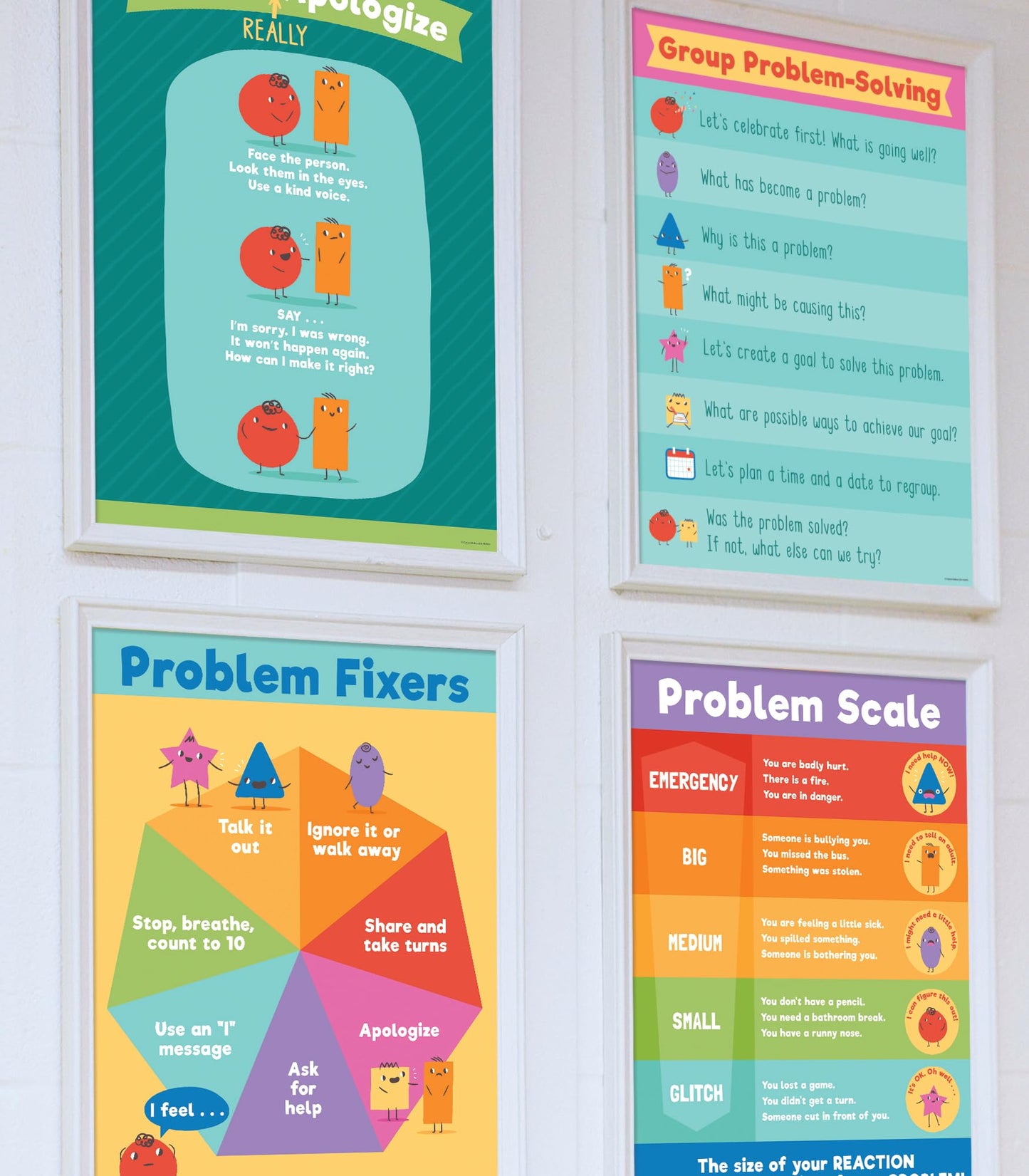 Carson Dellosa 7 pc Set of Problem-Solving Motivational Posters, Charts With Positive Affirmations and Strategies for a Growth Mindset, Calm Down Corner Supplies and Classroom Decor