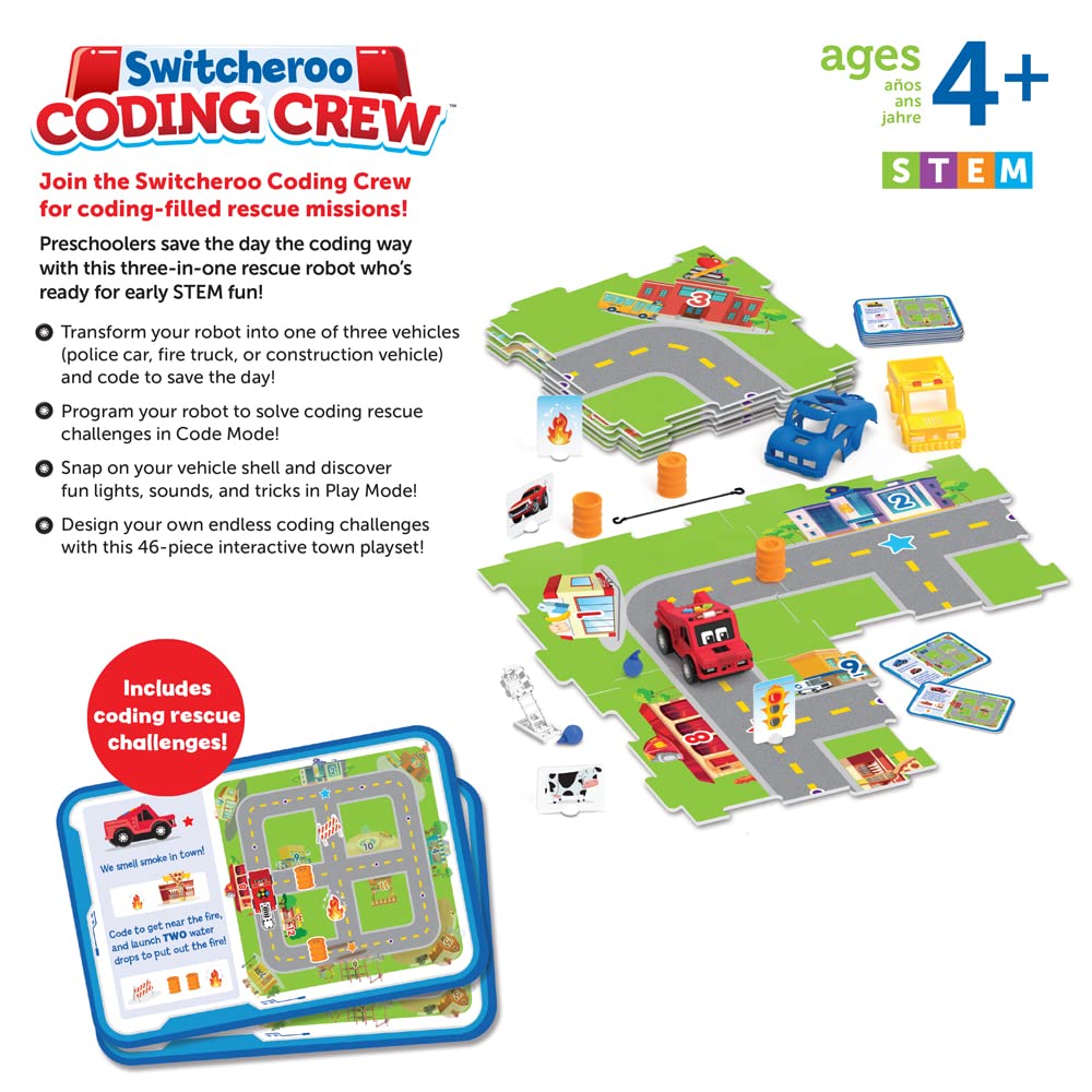 Learning Resources Switcheroo Coding Crew - Toddler Robot Toys, Coding for Kids, Kids Programmable Robot, Beginner Robotics Kit, STEM Programming, STEM Learning Toys