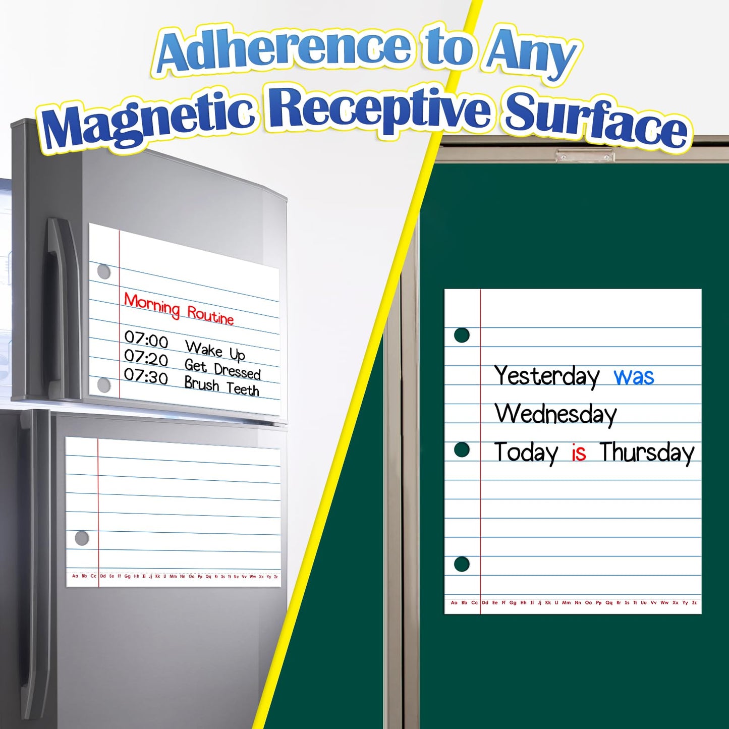 Aizweb Giant Magnetic Lined Notebook Paper,2 Dry Erase Sheets,Total Area 17" x 21.5",Handwriting Practice for Classroom Whiteboard,Chart Paper Teacher Must Have Homeschool Teaching Supplies
