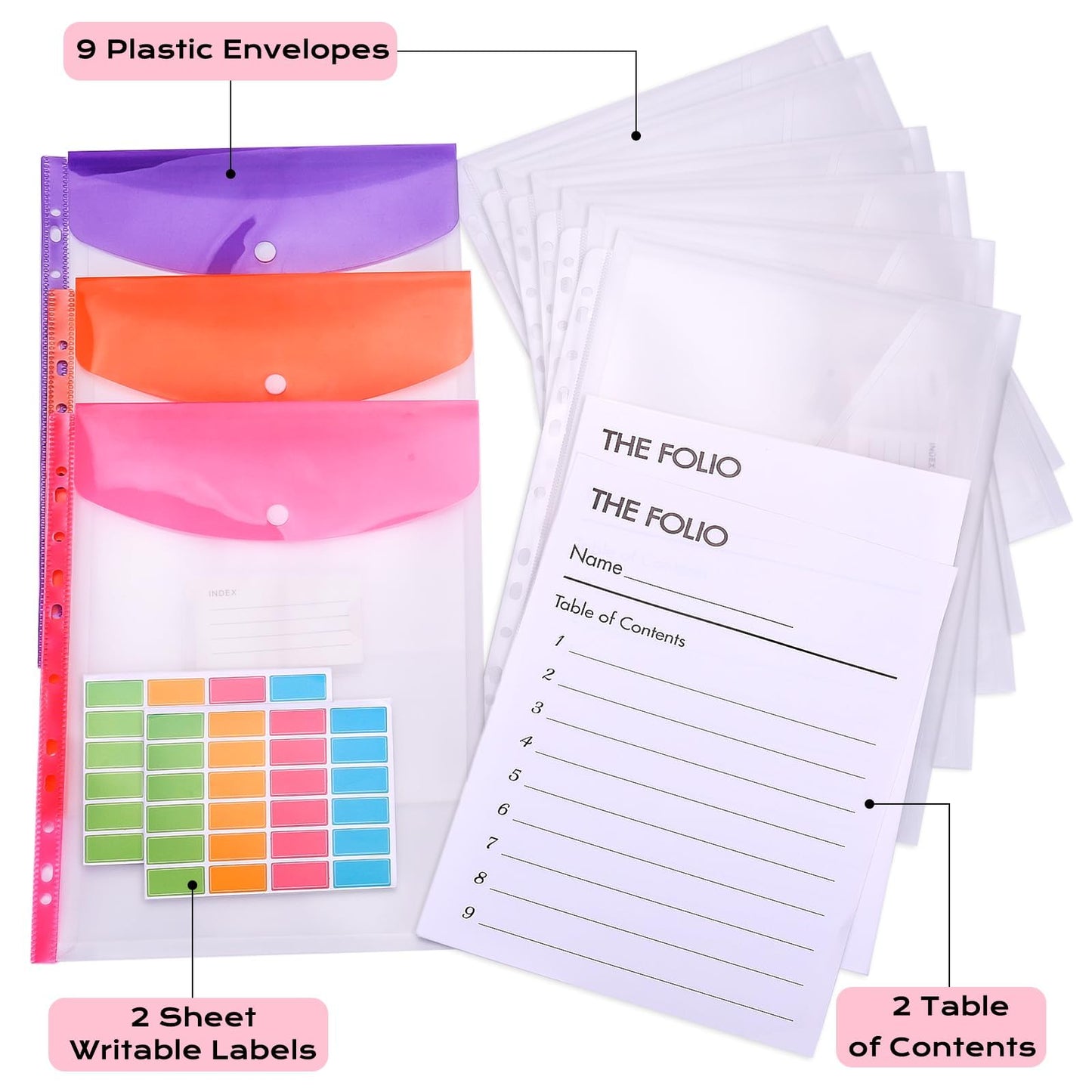 XKDOUS Aesthetic Document Organizer Linen Folio Folders with Pockets, 3-Ring Accordion Storage Binders Expanding File Folder for Important Papers, Documents and Files