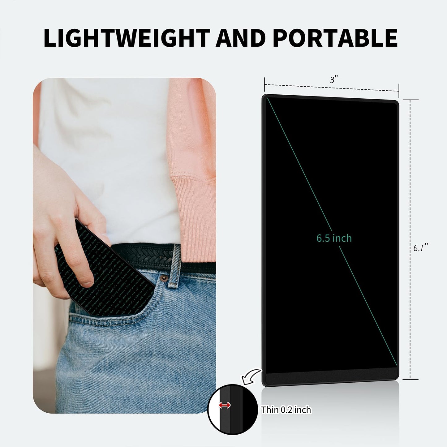 LCD Writing Tablet for Adult: Double-Sided 6.5&6 Inch Mini Full Screen Drawing Board Reusable Digital Notepad Portable Use in Home School Office