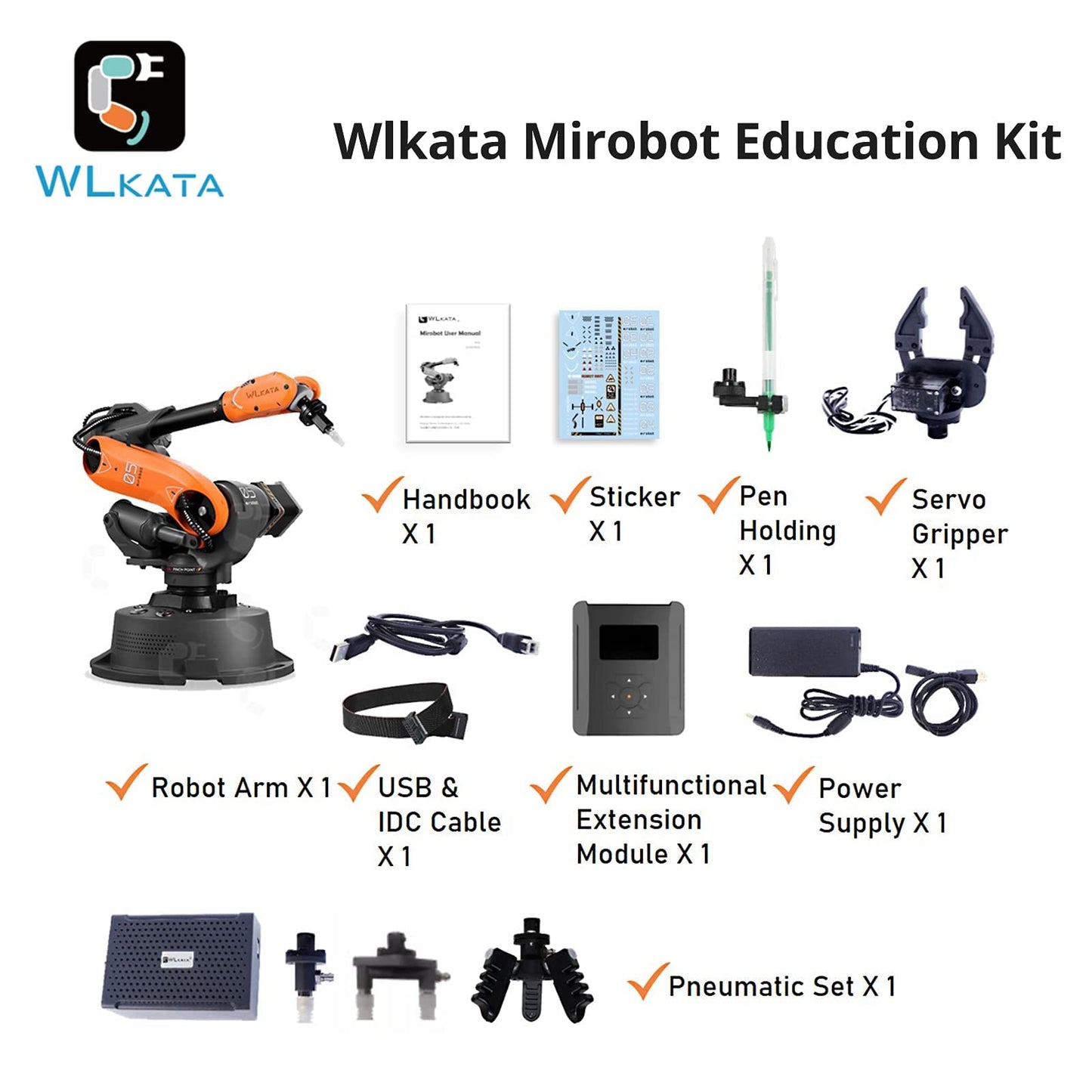 wlkata Mirobot 6 Axis Robot Mini Programmable Gripper Arm Lightweight Educational Desktop Robotic Arm 6DoF for K12 or 3D Printer
