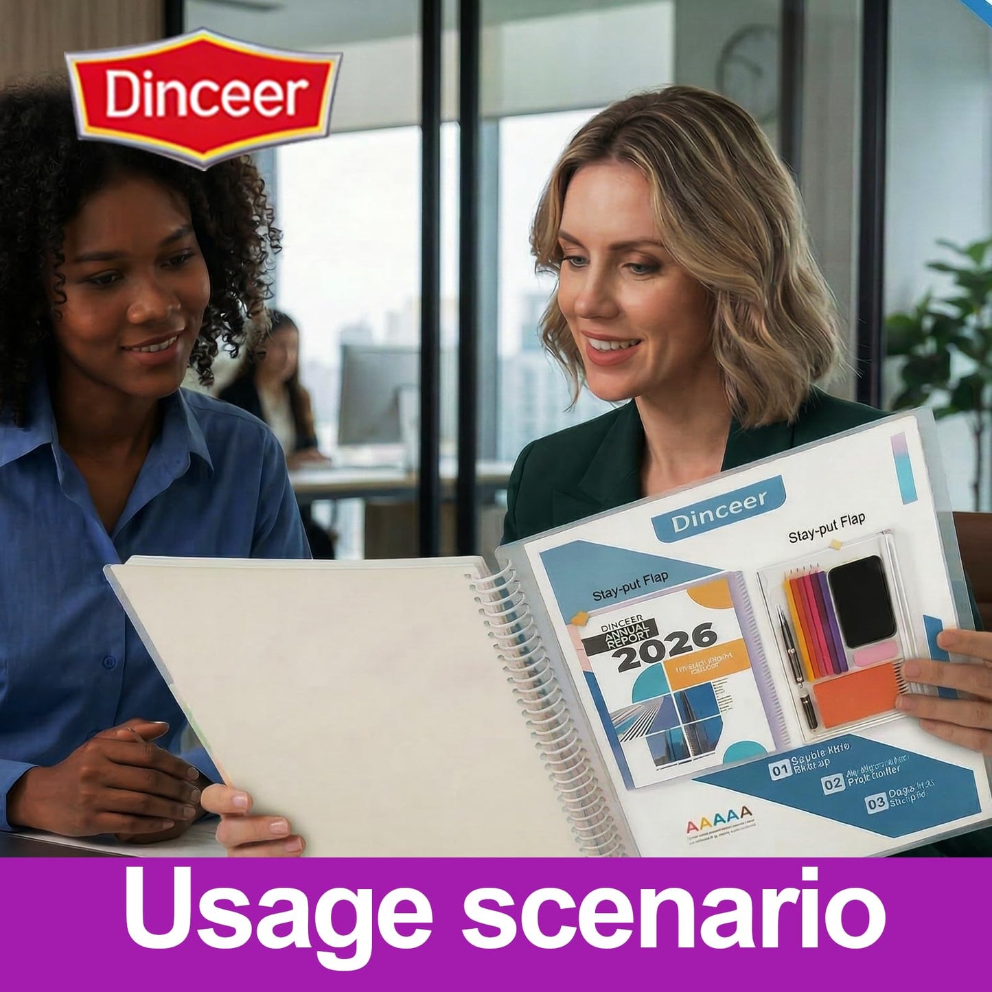 Dinceer 12 Pocket Spiral Project Organizer Folder, Morandi Color Multi Pocket Folder with Inner Zipper Pouch for School, Office, Bills and Documents