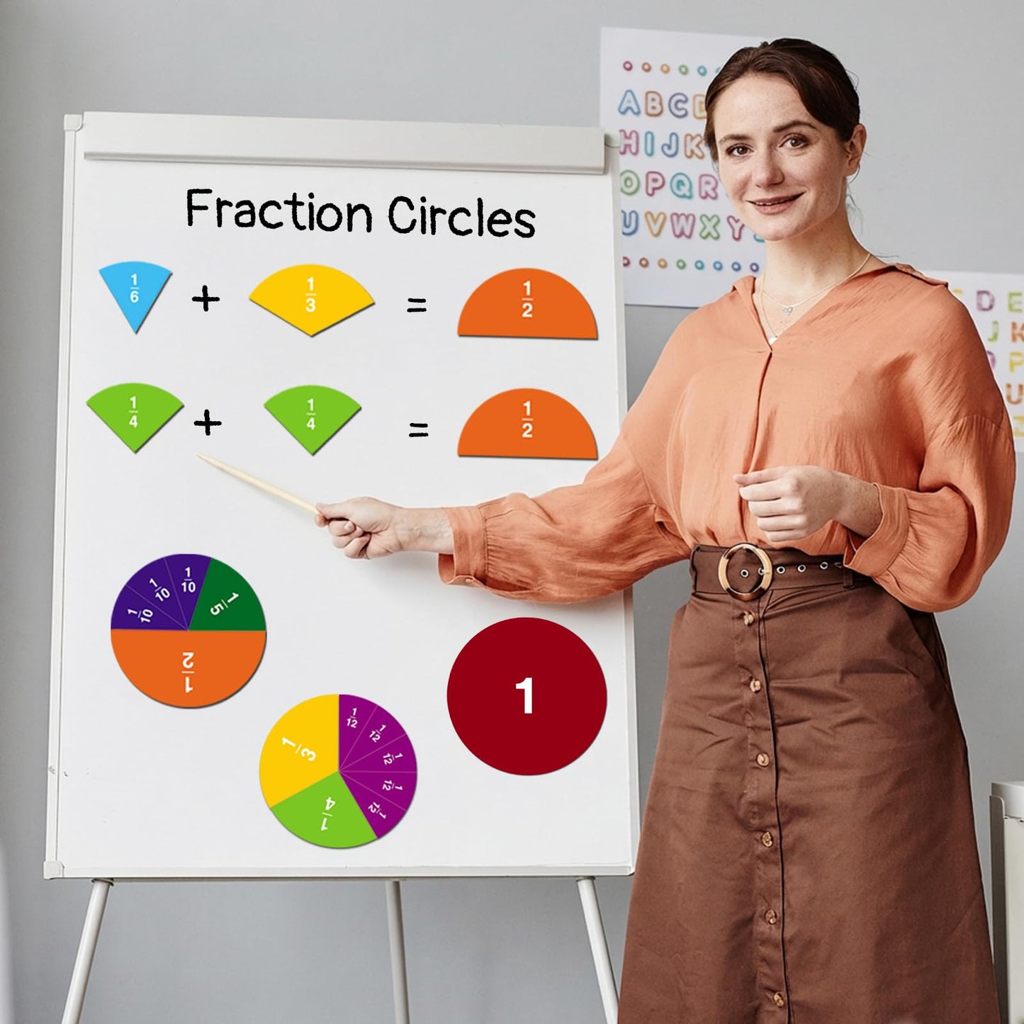 Magnetic Fraction Manipulatives(Circle 8"),Homeschool Supplies,Math Teacher Aid Must Haves
