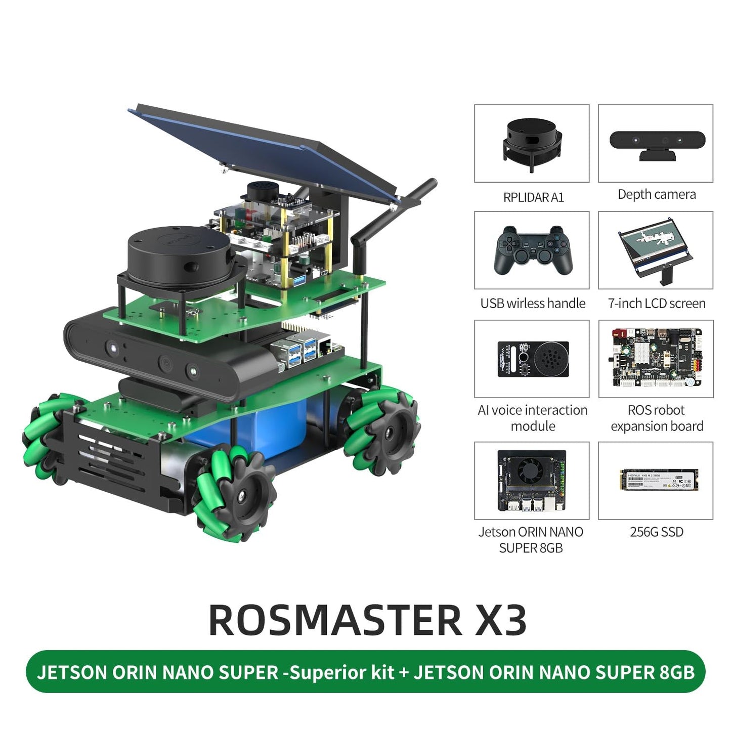 Yahboom ROS2 Programming Robot for Orin Nano 8GB Super 67TOPS Robot AI Voice Module, Ubuntu AI Vision Mapping Navigation 360°Movement (Sup Ver-with Orin Nano Super 8GB)