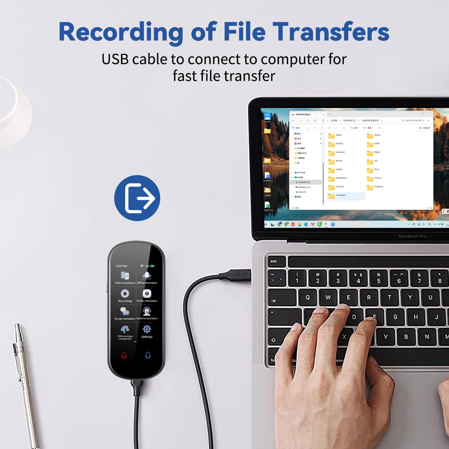 Language Translator Device, 150 Language Real-Time Voice Translator Upgraded ChatGpt AI Translator Voice/Text/Photo Online Offline Translator Portable Two-Way Translation for Travel Business Learning