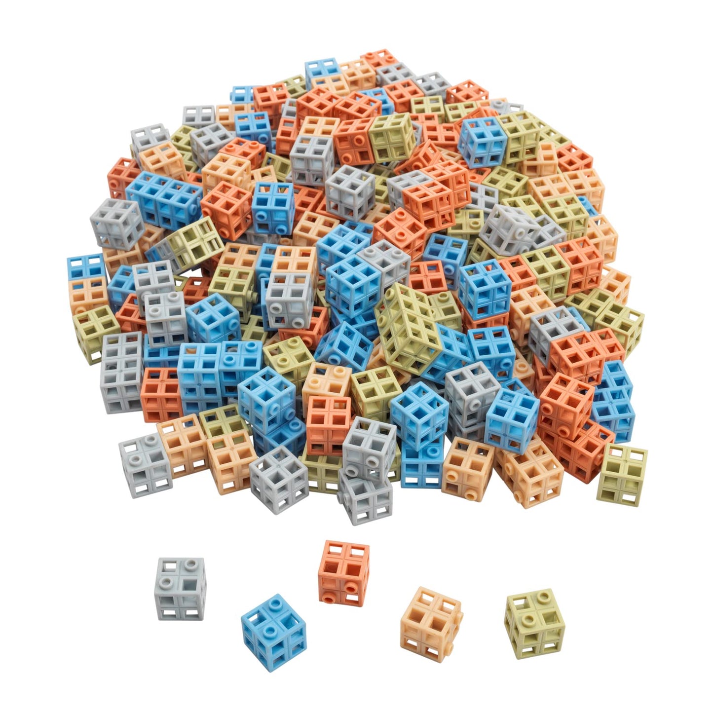 Excellerations Natural Tones Grid Linking Cubes - 200 Pieces