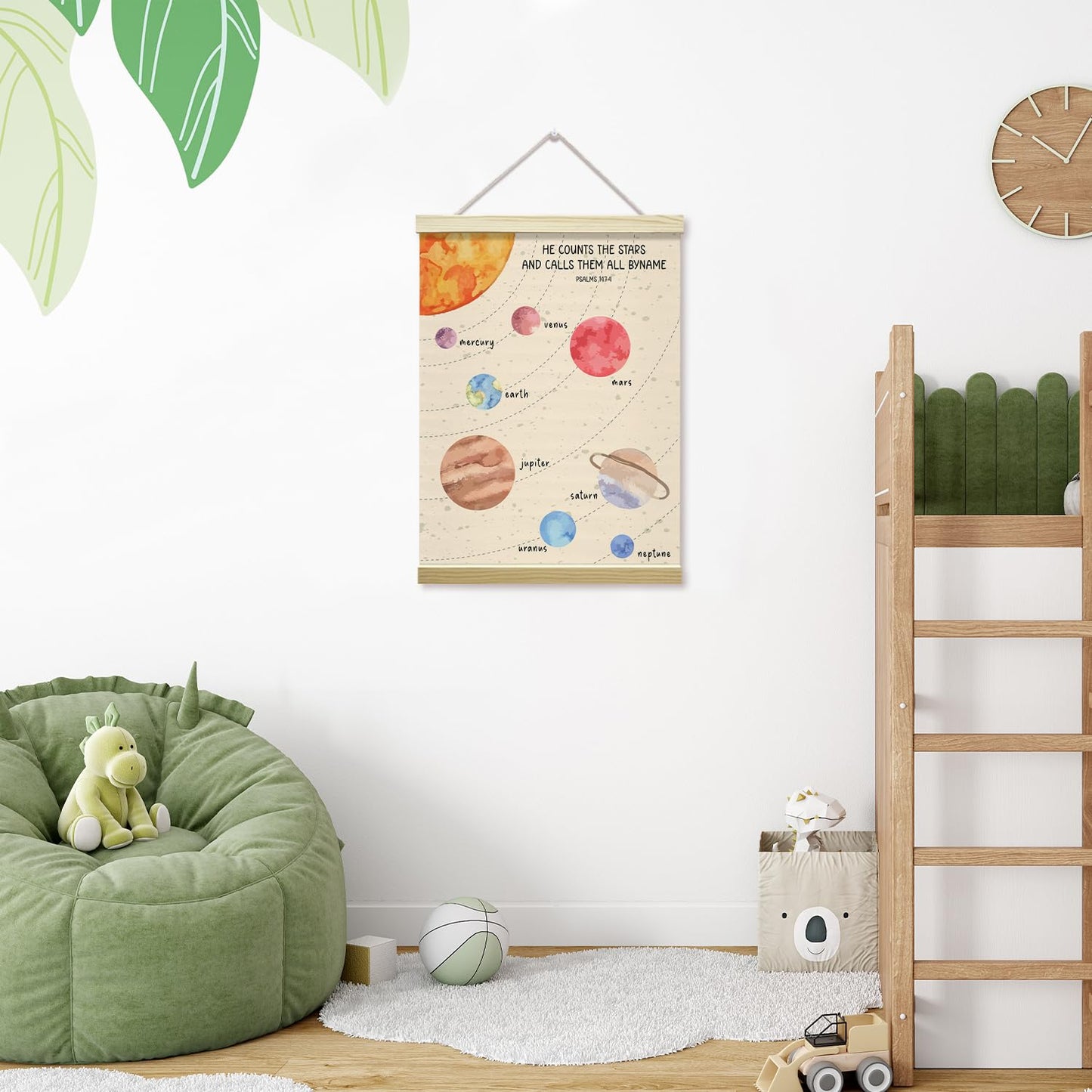 mermermu Outer Space Poster Hanger Frame, Solar System Planet Posters Canvas Wall Art for Nursery Playroom Toddler Boys Room Decor, 12x16 Inches -012