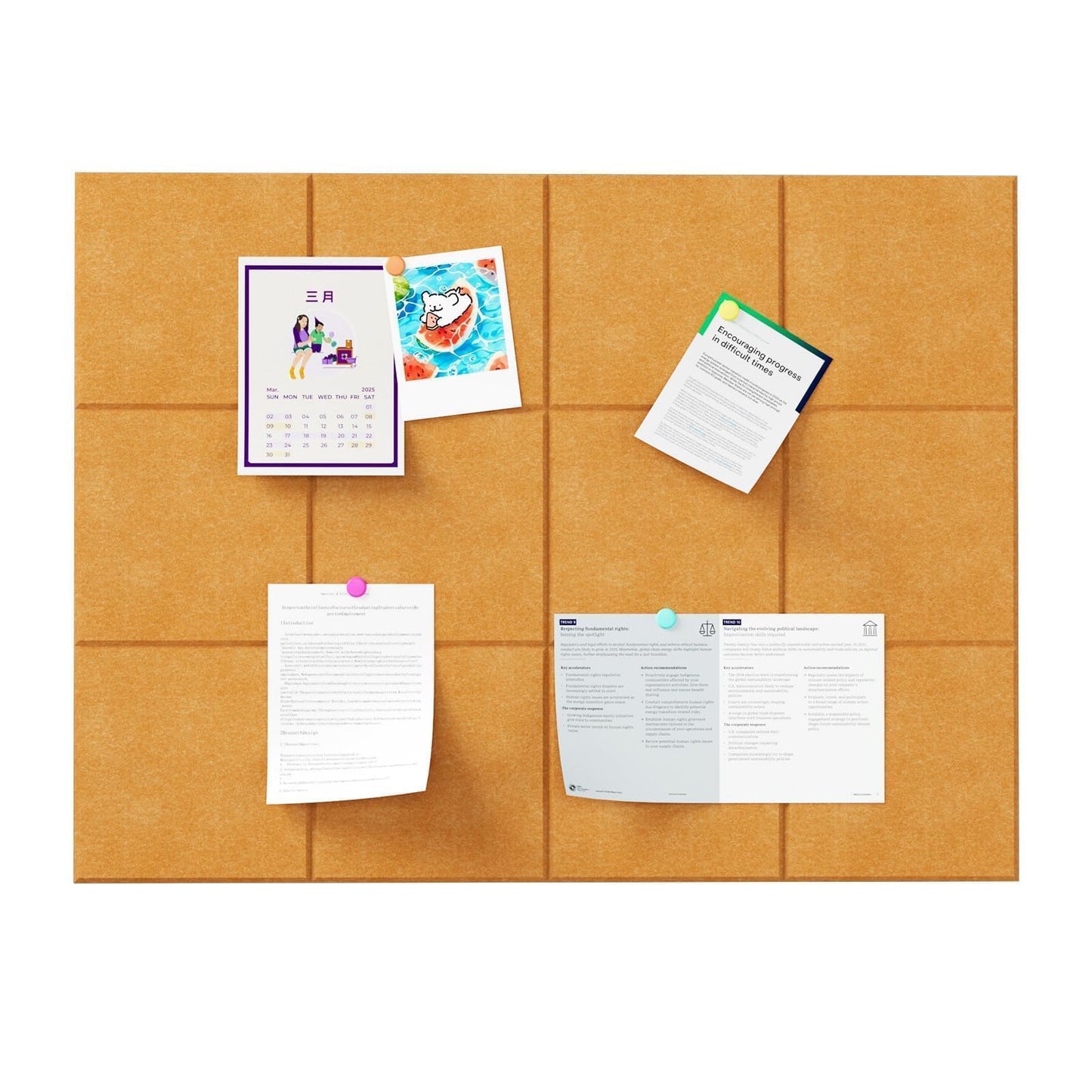 Baysola Felt Bulletin Board Panels 48 x 36 Inch Self Adhesive Wall Tiles Cork Board Alternative for Office Classroom Photos Notes 12 Pack