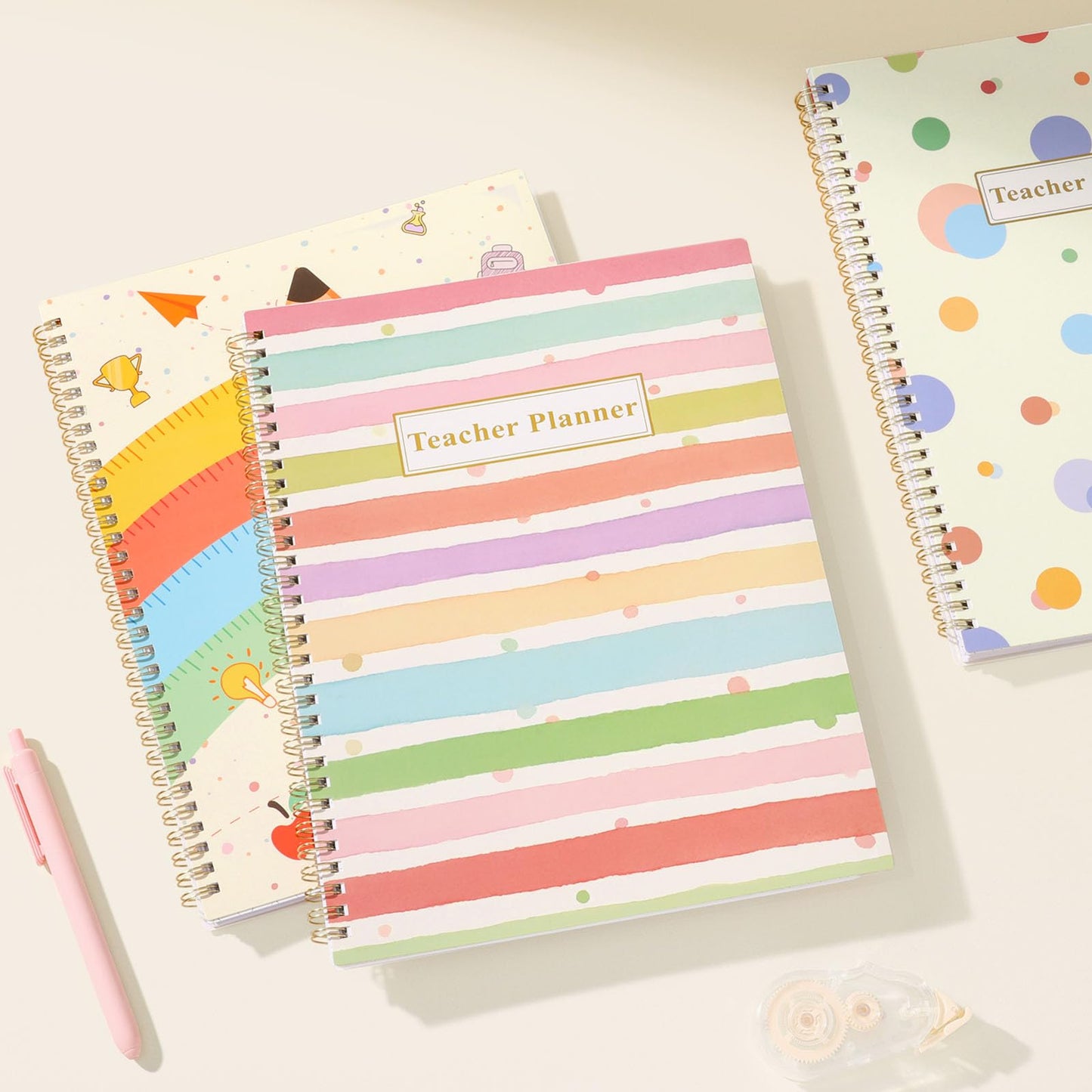 SUNEE Teacher Planner 2026-2027 Academic Year, 7 Periods Lesson Plan Book Jul 2026 - Jun 2027, 8.5"x11"Daily Weekly Monthly Organizers Horizontal Layout with Calendars, Bookmark, Tabs, Colorful Pen