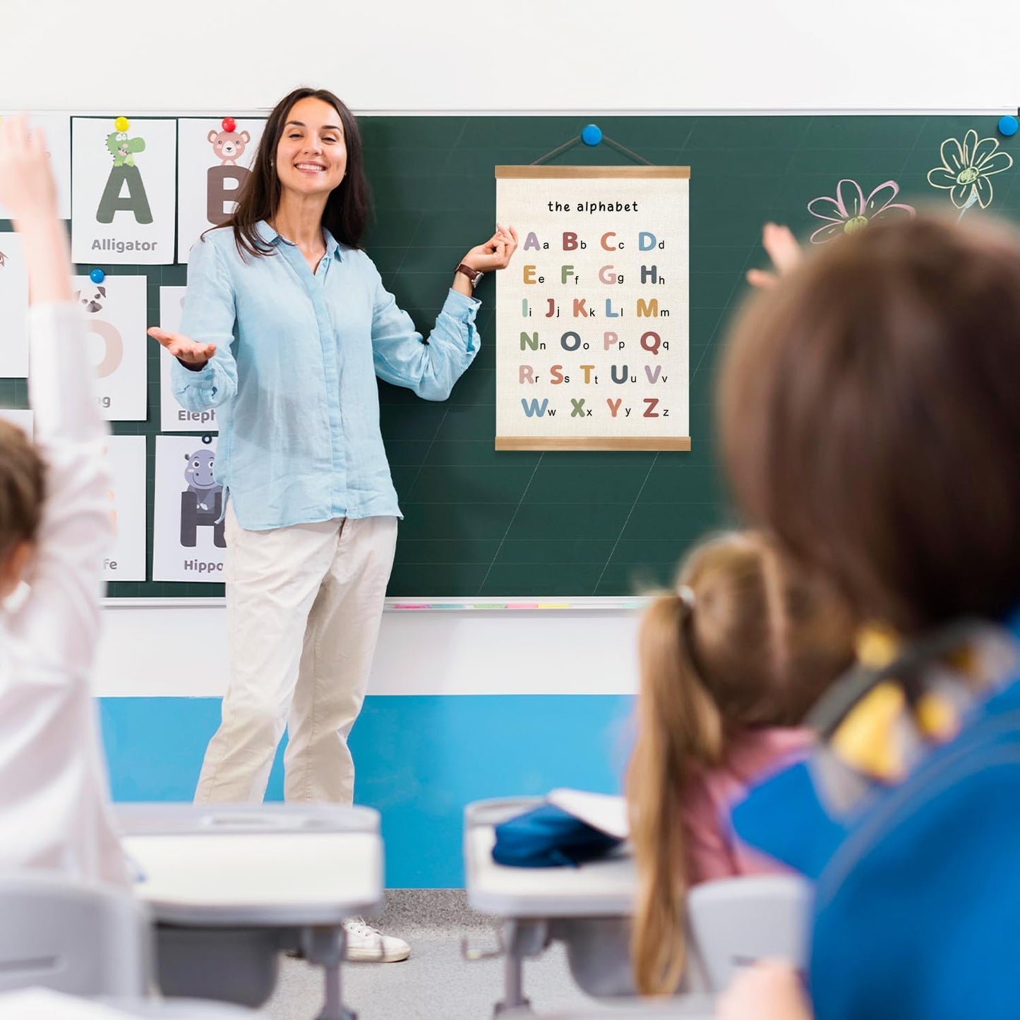 ZTGDA Alphabet Numbers Poster Set of 2, Alphabet Numbers Wall Art, ABC Banner Poster, Banner Wall Hanging Decor for Toddler Room Playroom Nursery Wall Classroom Decor (12x16inch ABC&123)