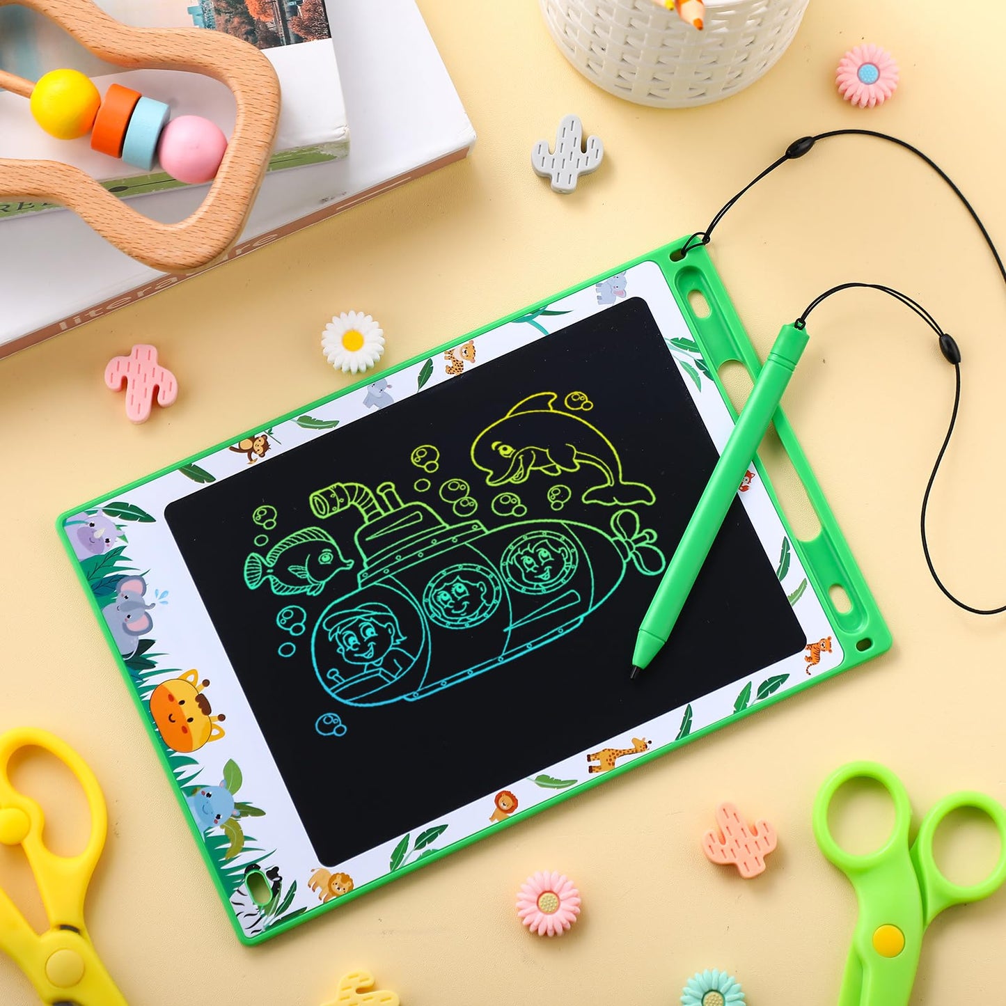 Zhehao 20 Pack LCD Writing Tablet for Kids: 8.5 Inch Colorful Drawing Doodle Boards - Reusable Erasable Doodle Board Educational Learning Toys Gifts for Toddlers Ages 3-8 Party Favors(Green,Stylish)