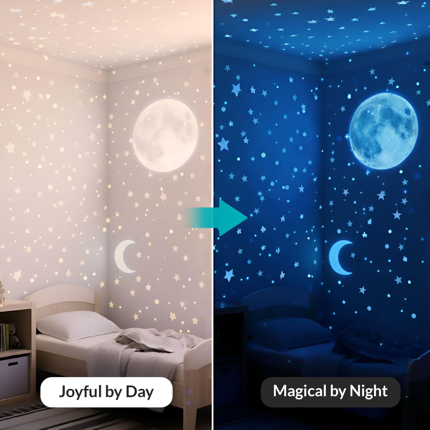 Glow in The Dark Stars for Ceiling - 1050 Pcs with Bonus Constellation E-Book & Moons | Glow in The Dark Stickers for Kids Room Decor Ceiling Stars (Blue) | LUMOSX