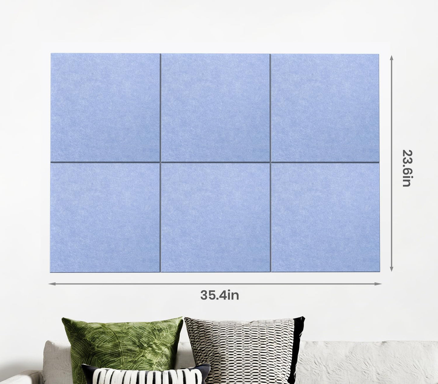 Large Cork Board Alternative 36" X 24" Bulletin Board - 6 Pack Removable Felt Wall Tiles with 20 pushpins, Large Cork Boards for Walls Cork Board for Office Pin Board Tack Board - Soft Periwinkle