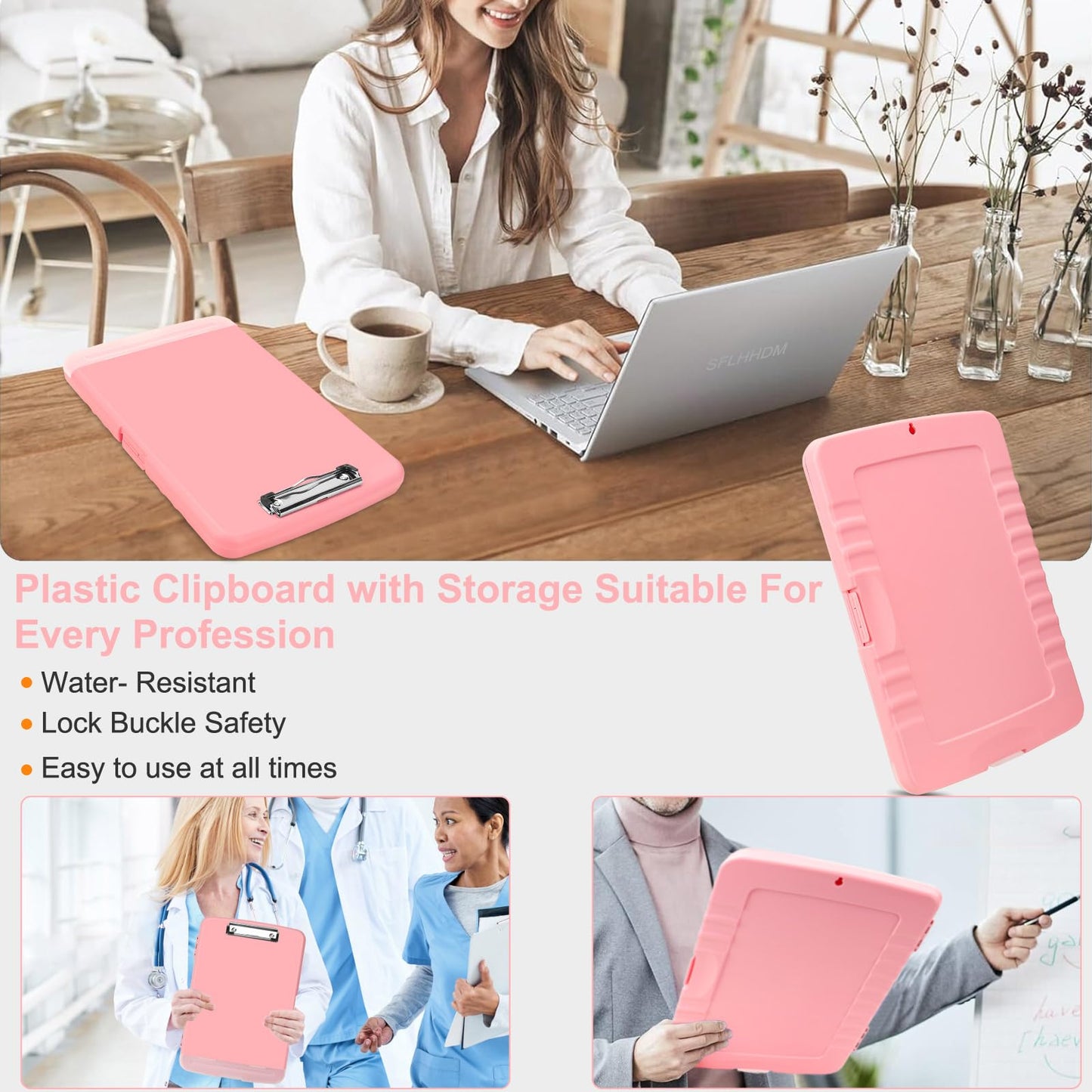 SFLHHDM Clipboard with Pen Holder, Legal Size Nursing Clipboards with Storage, Plastic Clip Boards for Writing, Lightweight Cute Clipboard Storage with Low Profile Clip for Work, Office