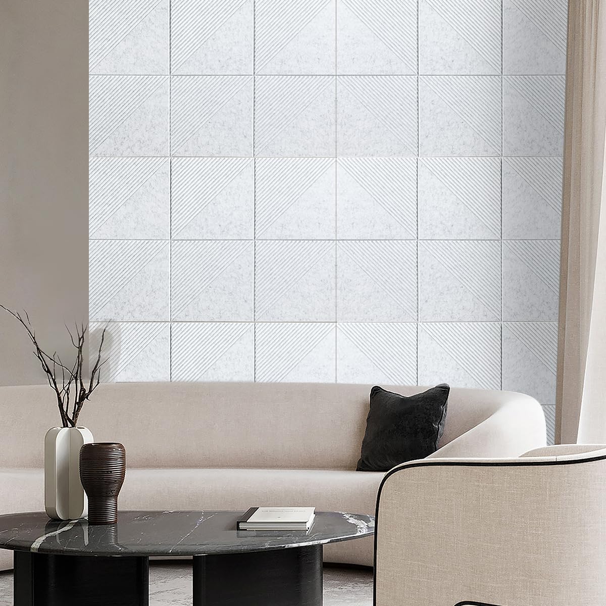 Large Cork Board for Walls 48"x 36", 12 Pack Felt Wall Tiles with Safe Removable Adhesive Tabs, Cork Board for Office,Pinboard Bulletin Board - Grey