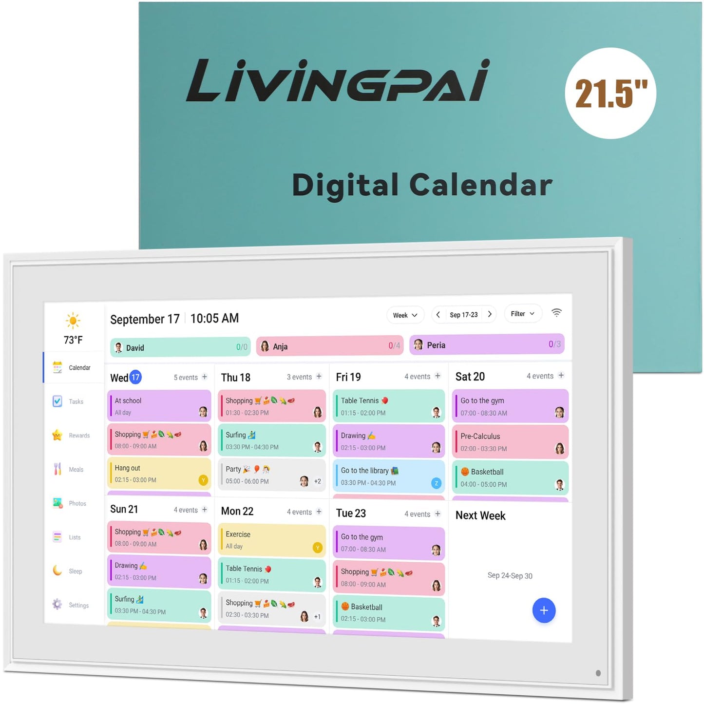 Smart Digital Calendar: 21.5-Inch Electronic Wall Calendars & Chore Chart, Full HD Interactive Touchscreen Display for Family Schedules Planner,Seamless Scheduling/Organizing-Wall/Desk Mountable