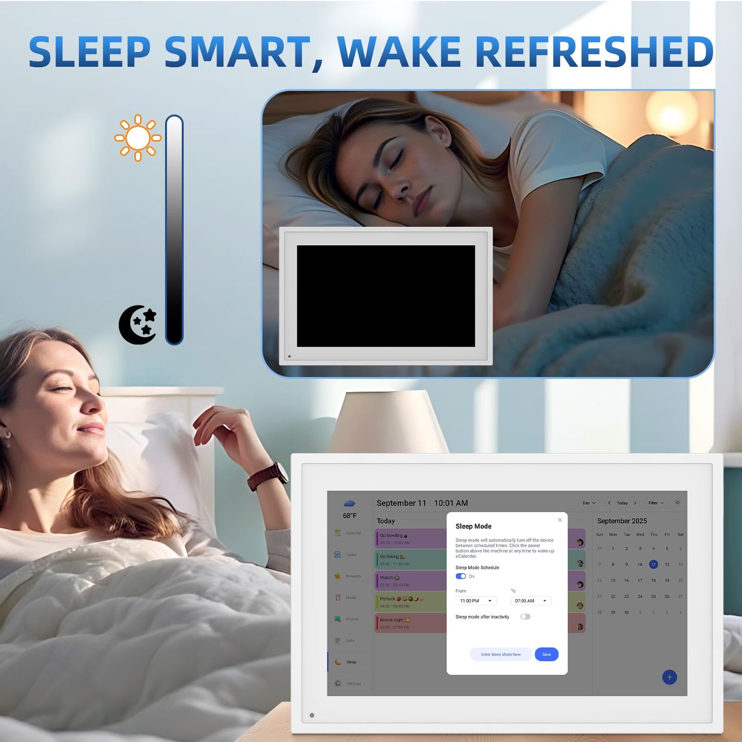 Calendar Digital 10.1 Inch, Digital Frame Combined Smart Touch Screen Electronic Wall Planner Family Organizer Chore for Family Schedules Gift for Mother Mom Women Grandpa