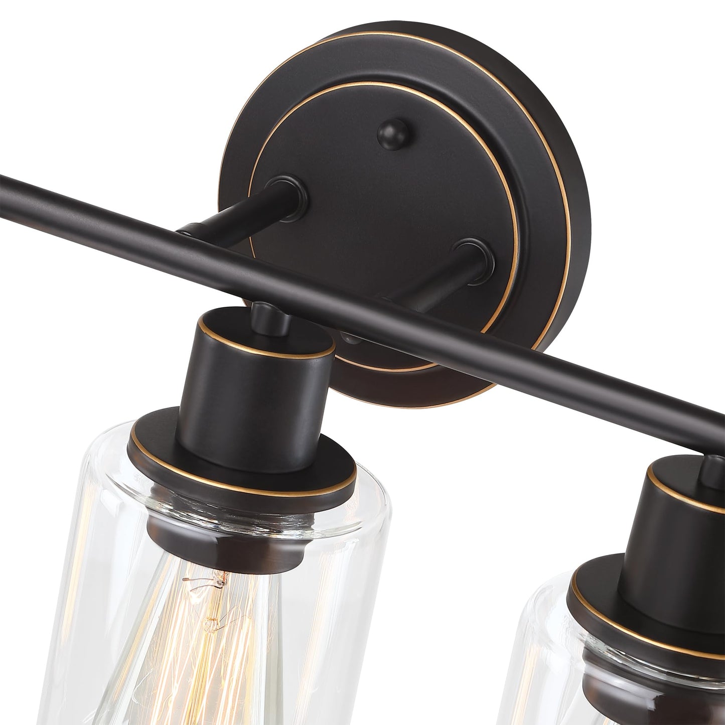 Faymart Lighting 5-Light Bathroom Vanity Light - Oil Rubbed Bronze, Glass & Metal Sconce for Above Mirror or Kitchen Sink