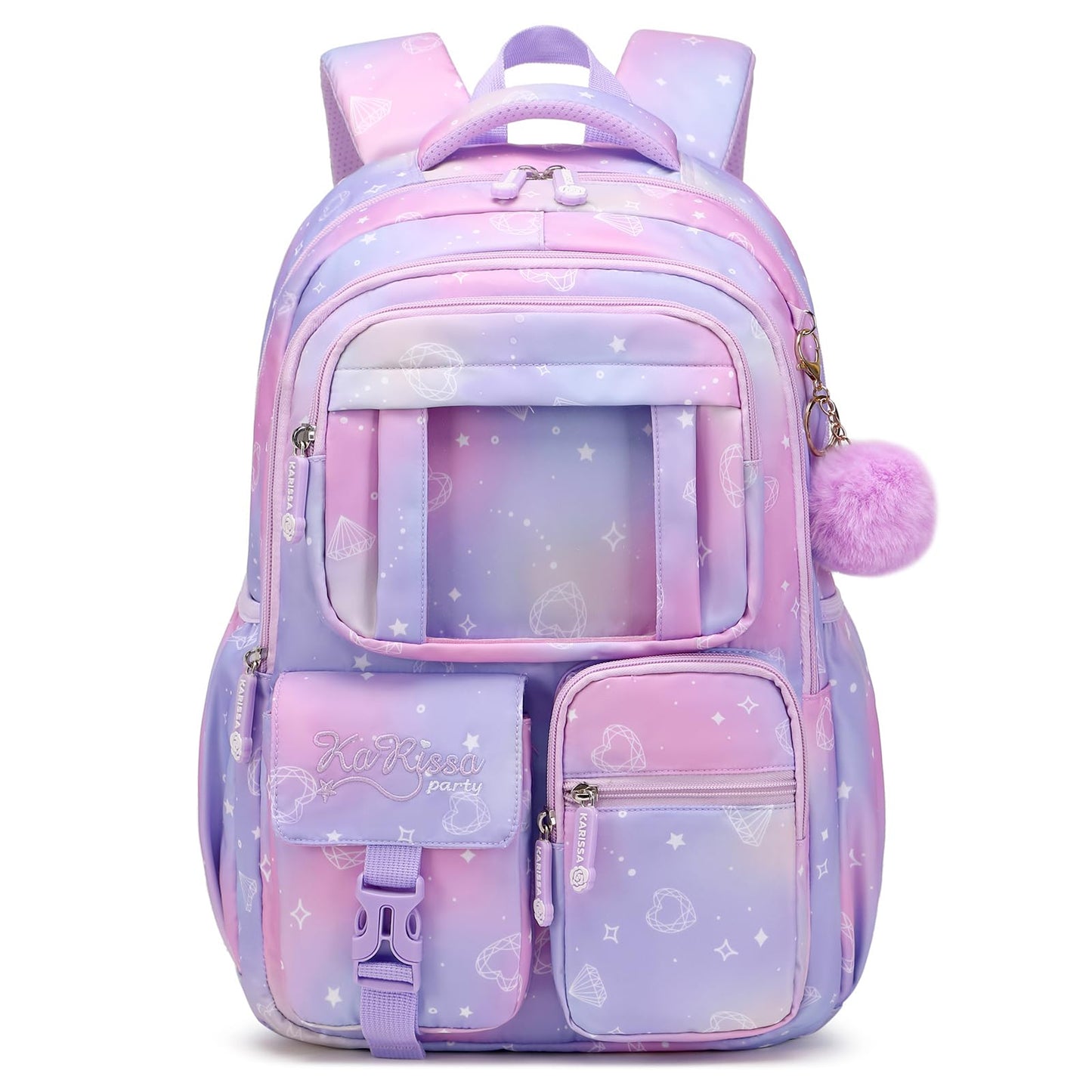 PIG PIG GIRL Kids Backpack for Girls - School Bags for Middle School Students - Book Bag for Elementary Primary - Kawaii Ita Backpack - Purple