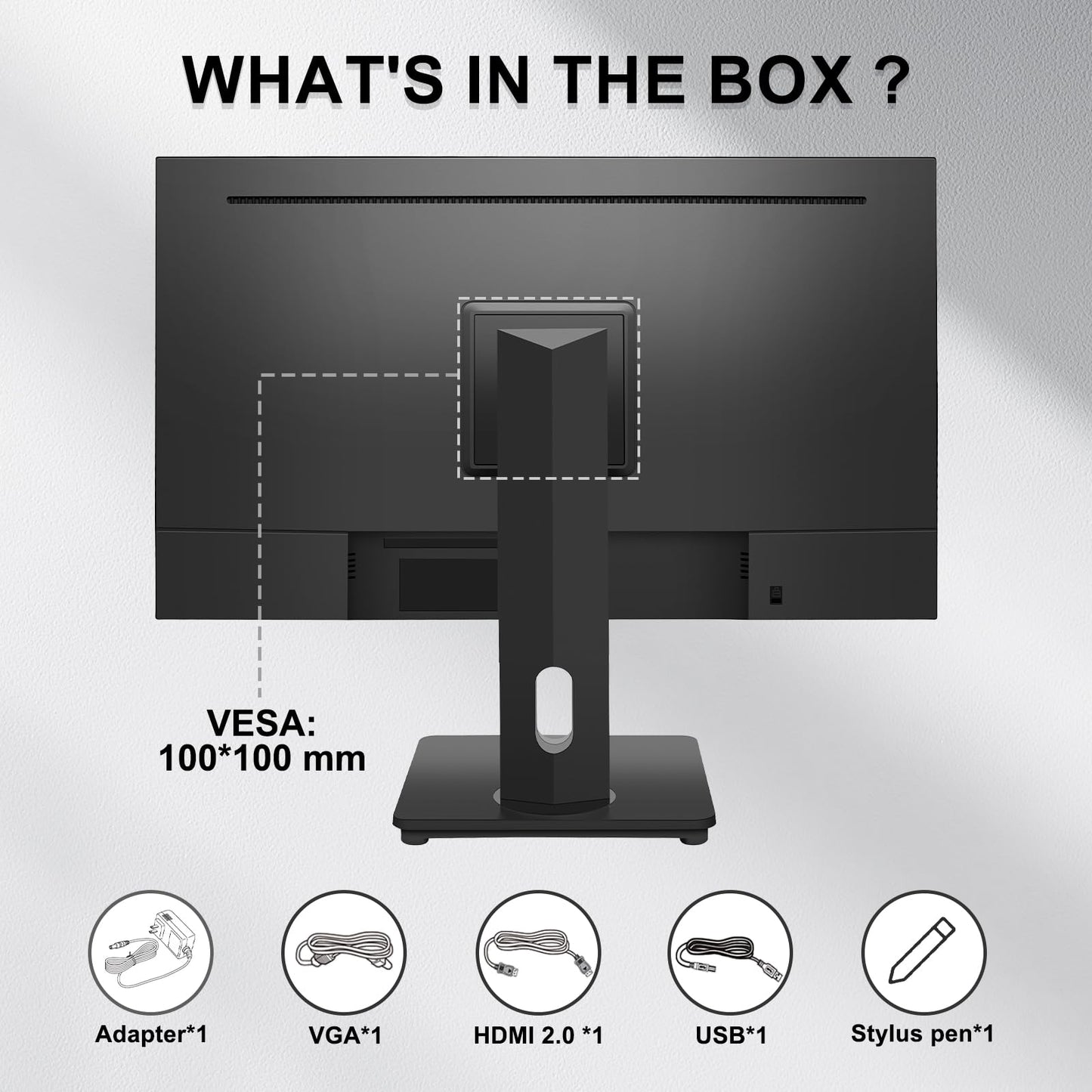 FYHXele 27 Inch Touchscreen Monitor, IPS FHD 1080P Touch PC Display, 75Hz, LED Backlit Multi-Touch Monitor, VESA, HDMI & VGA & USB Computer Touch Screen for Gaming, Business, Warehouse, Bar, Gym