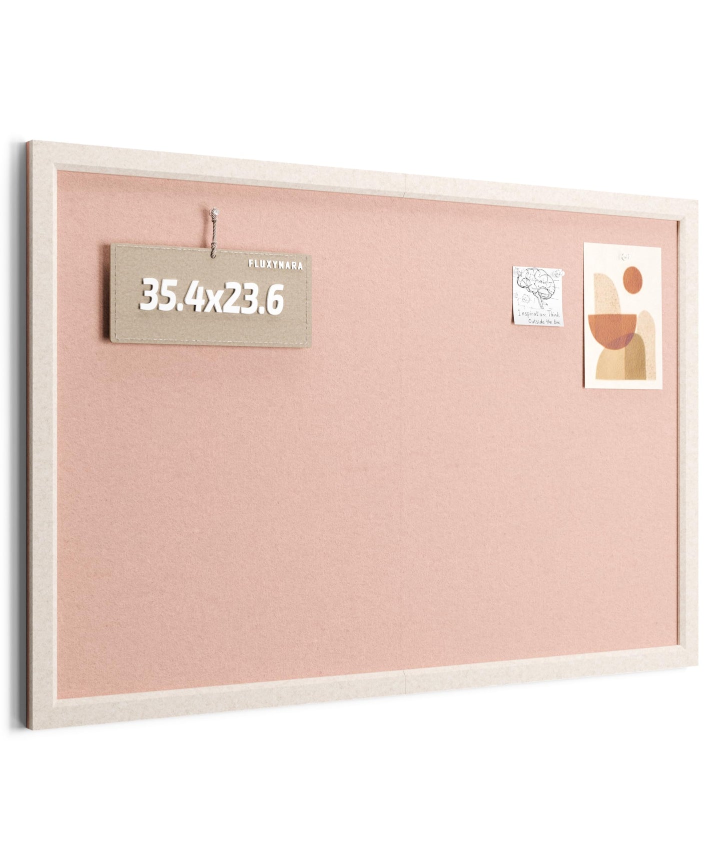 Fluxynara Foldable Cork Board Alternative, Felt Bulletin Board 35.4" x 23.6" Oatmeal Frame with 24 Adhesive Tabs, Pin Board for Home Office, Classroom, Entryway, Kitchen Wall Decor—Pink