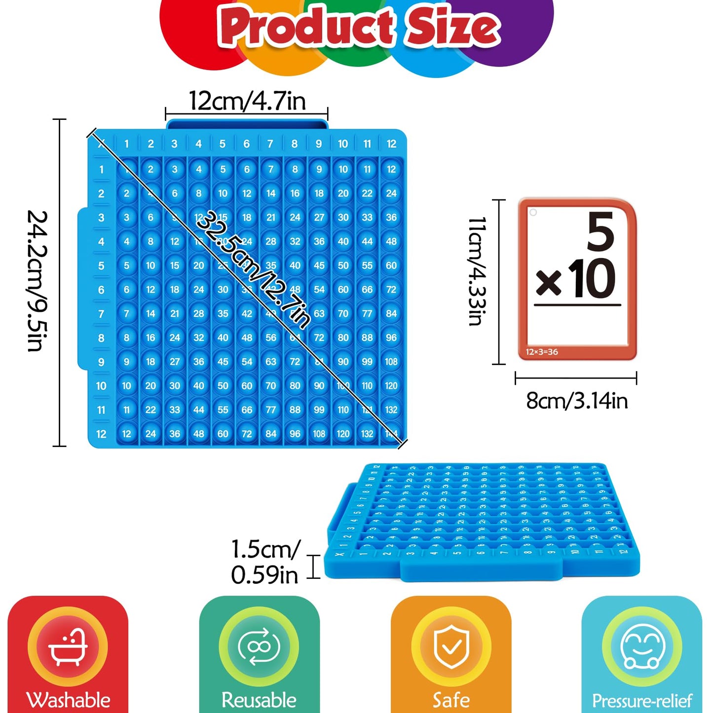 Torlam Math Flash Cards + Math Board, Multiplication Flash Card Times Table Chart, Math Manipulatives Division, Addition, Subtraction Games Toys for Kids, 1st, 2nd, 3rd, 4th, 5th, 6th Grade