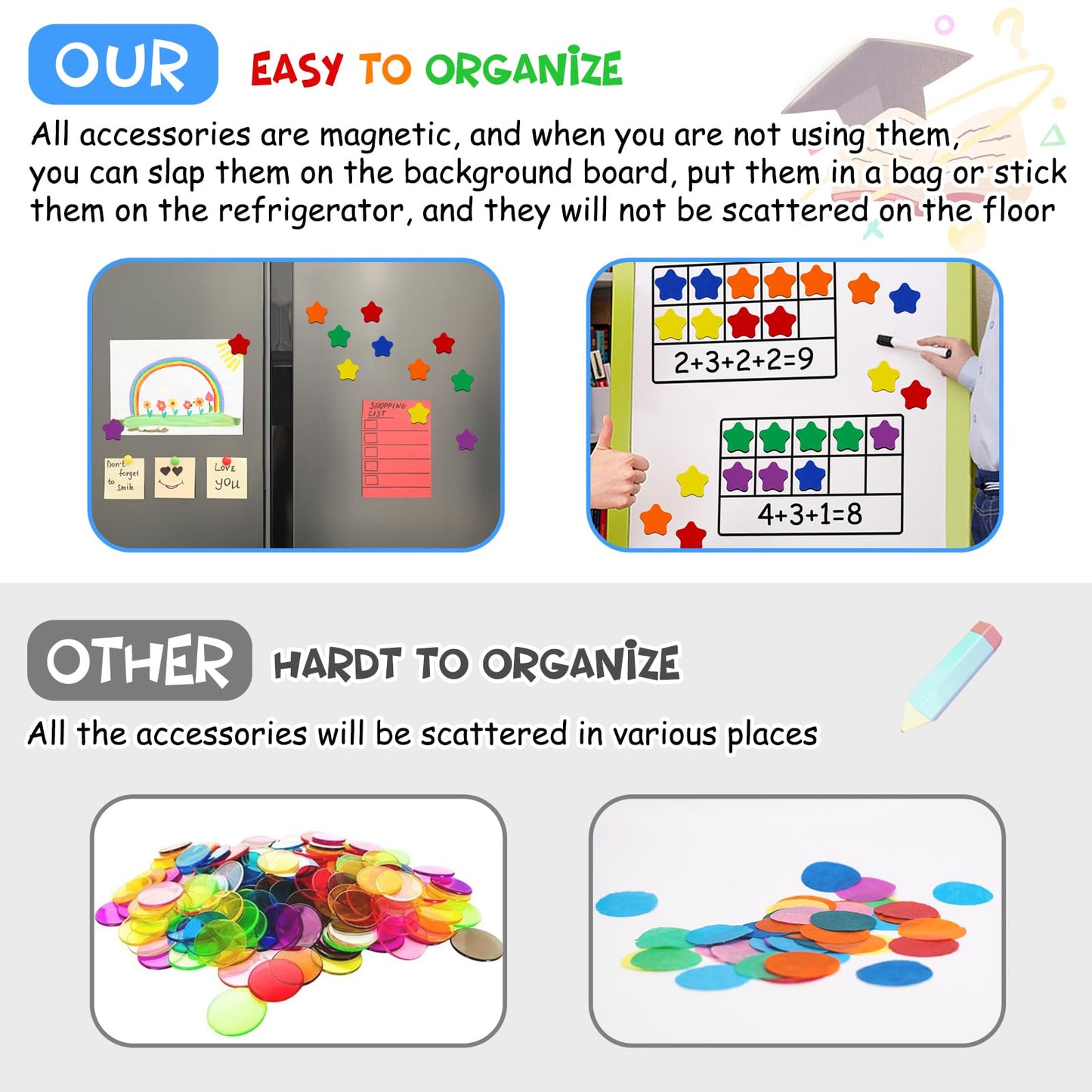 LOOIKOOS Magnetic Ten-Frame Set,Math Manipulative Games for Kids Number Counting Games,Montessori Educational Toy for Kindergarten Preschool 3 4 5 Year Old