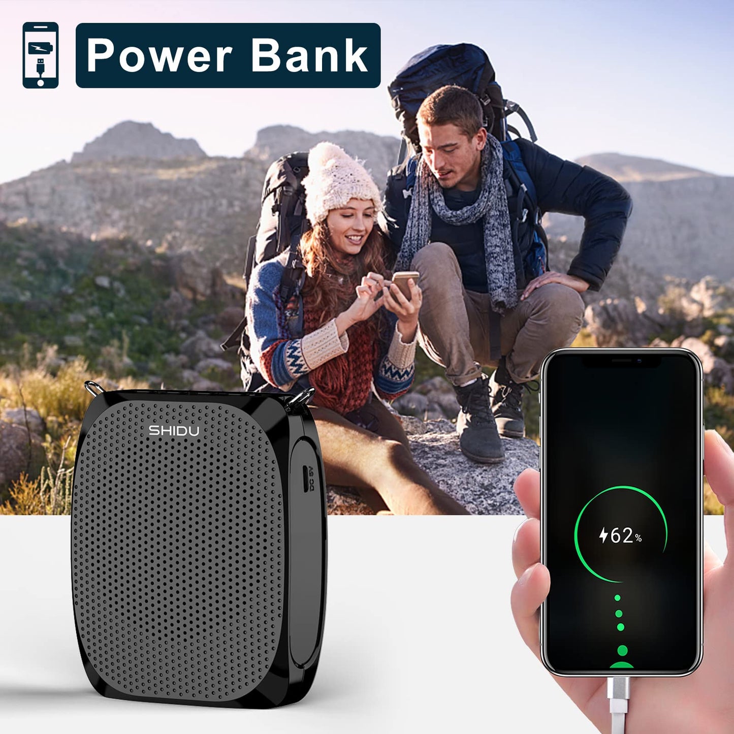SHIDU Portable Voice Amplifier Personal Microphone Headset for Speaking Rechargeable Mini Pa System for Teachers Tour Guides Coaches Classroom Singing Yoga Fitness Instructors