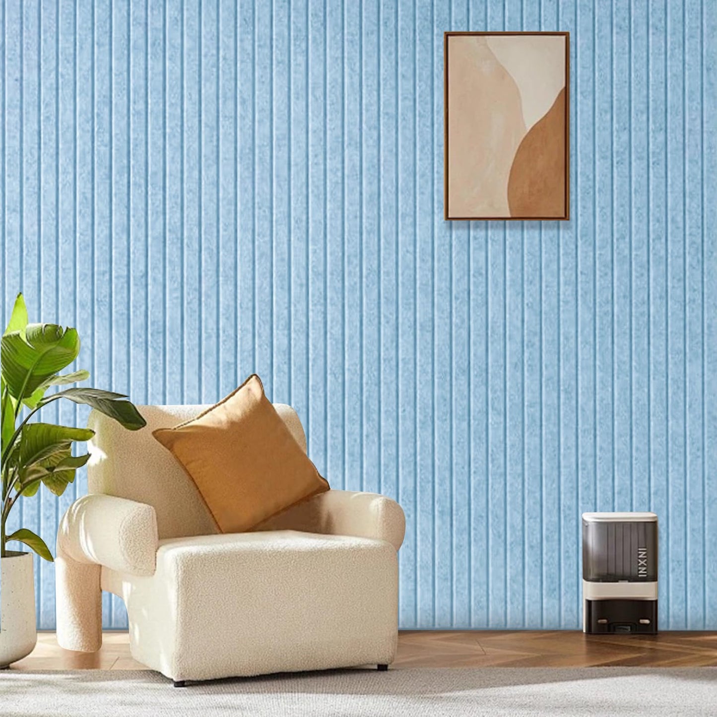 Large Cork Board for Office, 8 Pack Felt Wall Tiles with Slat Wall Paneling and Safe Removable Adhesive Tabs, Felt Bulletin Board Pin Board Cork Boards for Walls - Light Blue