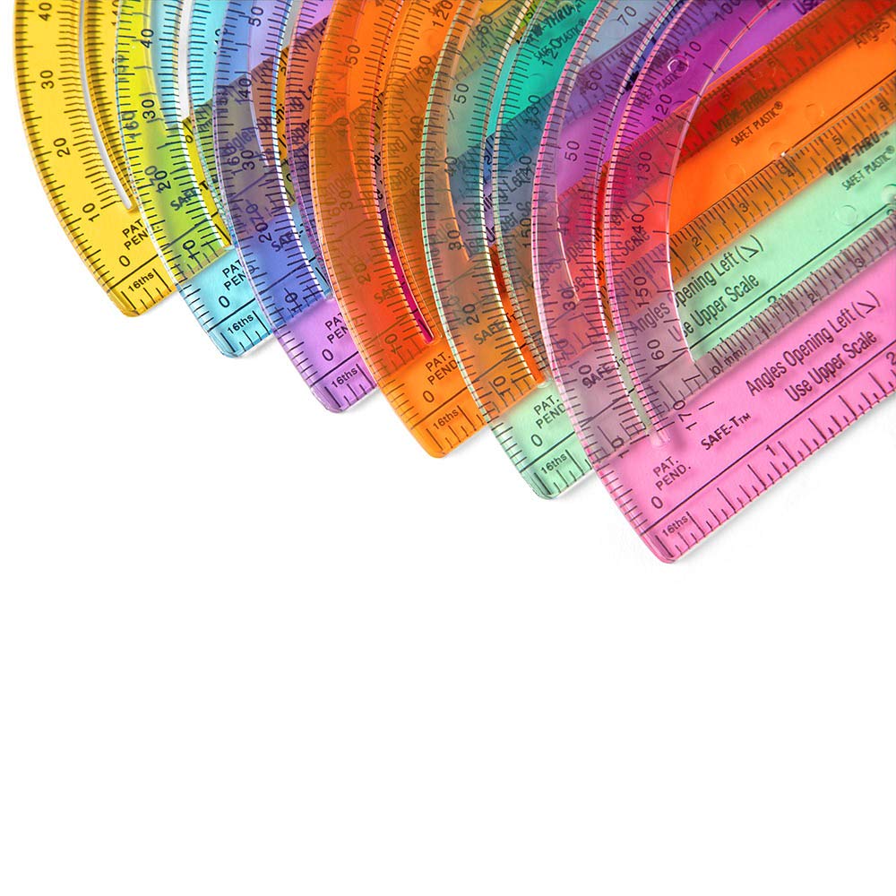 hand2mind Safe-T Protractor for Kids, 180 Protractor, Rainbow Plastic Clear Protractor, Kids Safe, Protractor for Geometry, Protractor Math, Protractor Set, Math Classroom Supplies (24 Pack)
