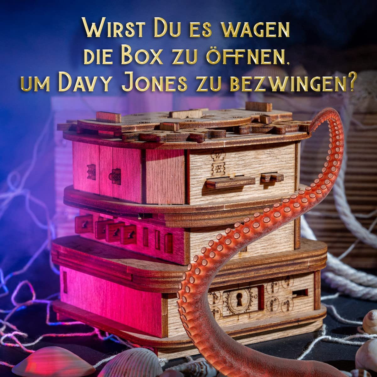 iDventure Cluebox - Davy Jones Locker - Escape Room Game - Pirate Puzzle Box - Gift Box - 3D Wooden Puzzle for Adults - Wooden Jigsaw - Brain Teaser - Birthday Gift Gadget for Men - Money Box
