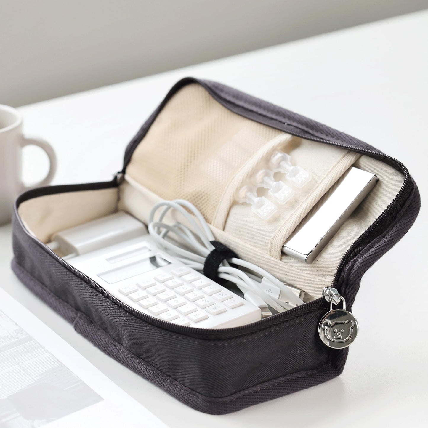 brunch brother Daily Black Pencil Case, Large Capacity Pencil Pouch with Ample Storage, Simple Design for Students and Professionals