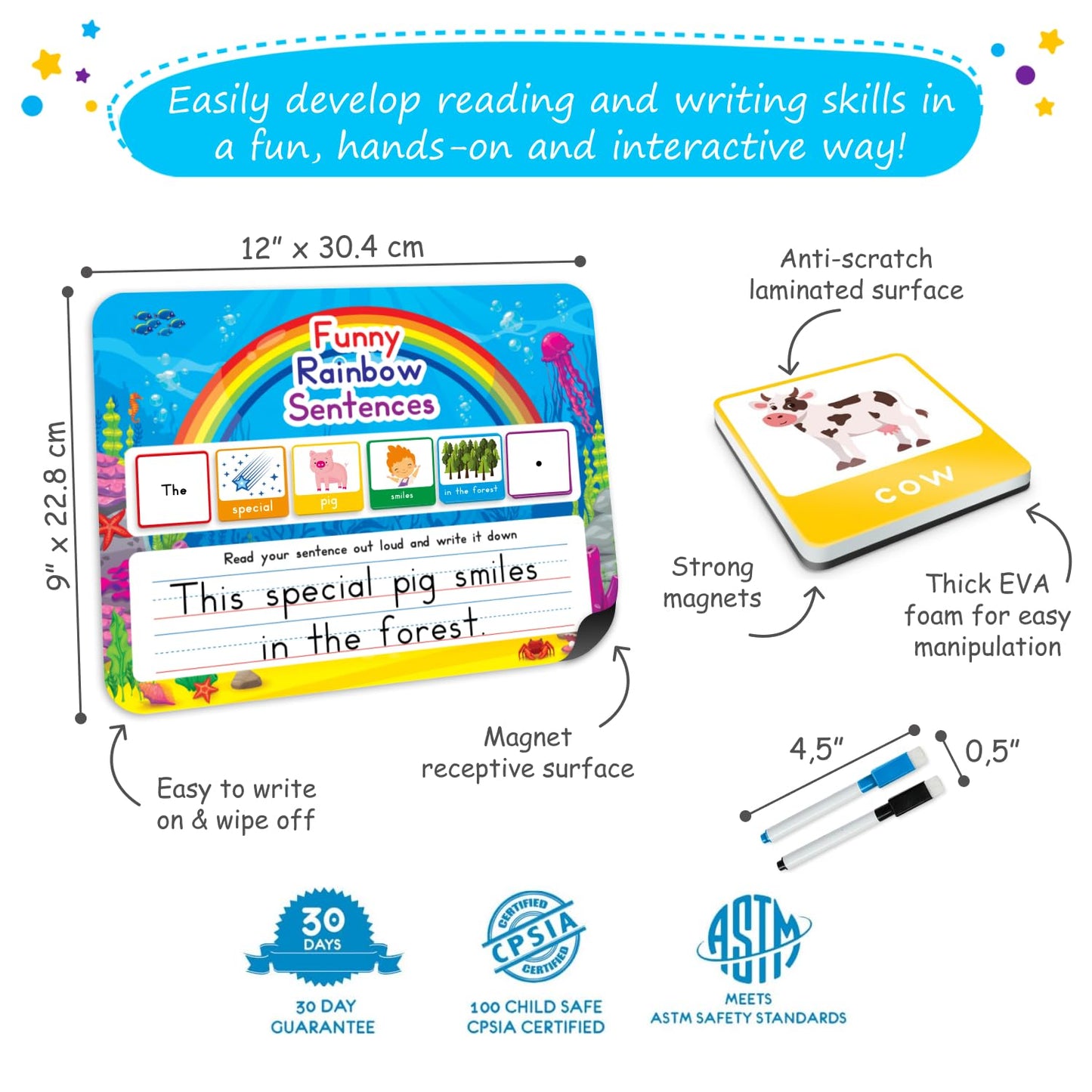 Simply Magic 1047 PCS Poetry Magnets for Kids & 104 PCS Sentence Building for Kids